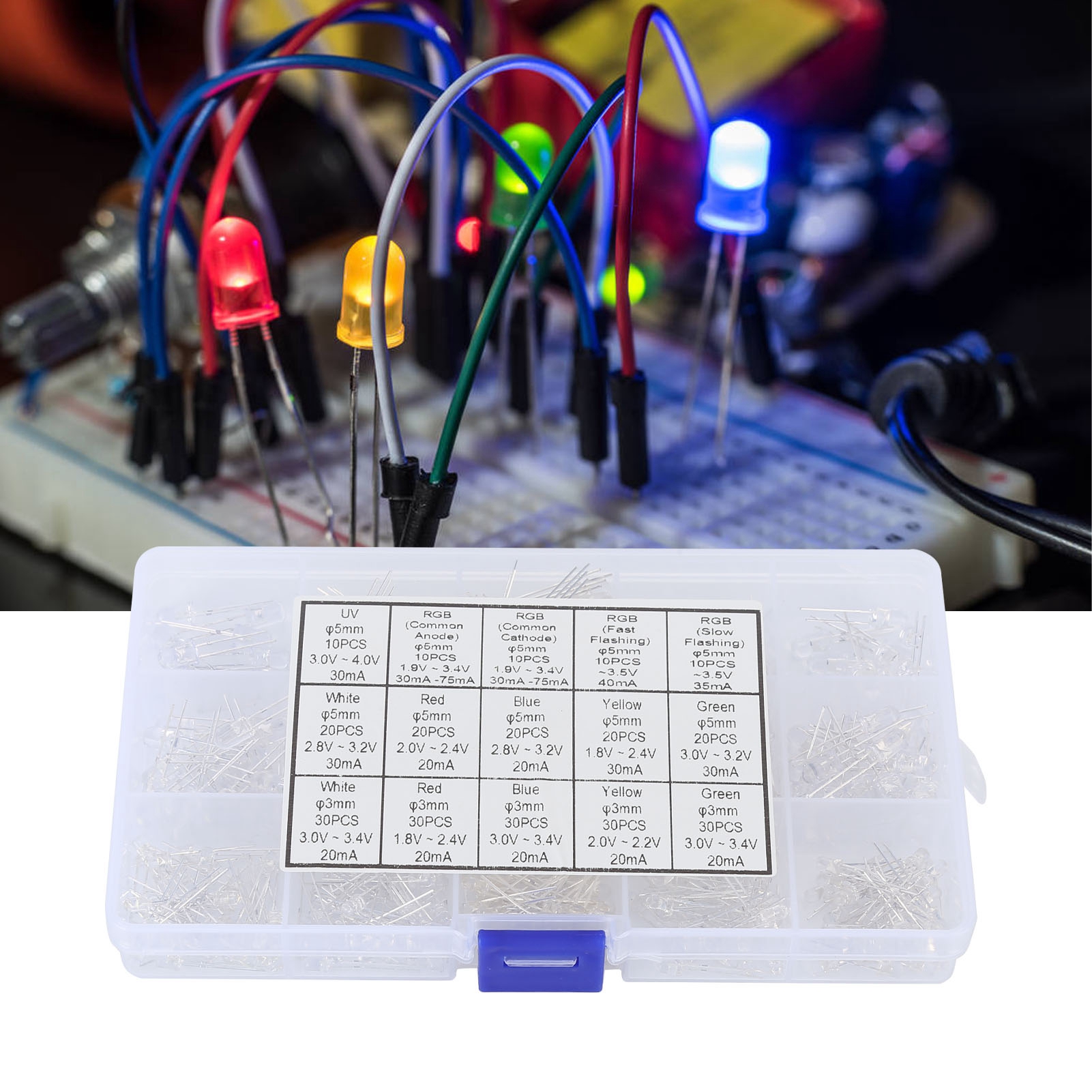 Musterbox Mit 300 Energiesparenden Rgb-uv-leds (anode/kathode/flimmern)