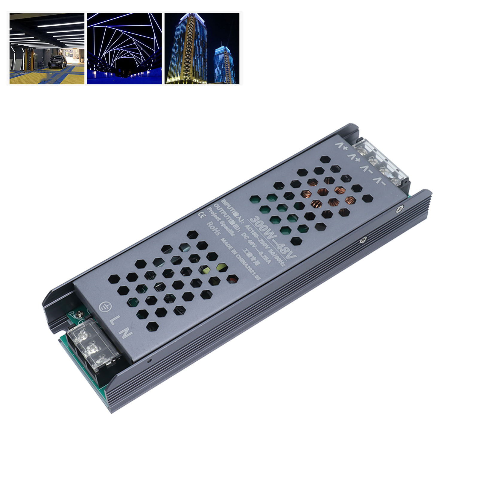 48-v-magnetschaltnetzteil, Schwarze Volllastleiste, 300 W, 180–250 V Wechselstrom