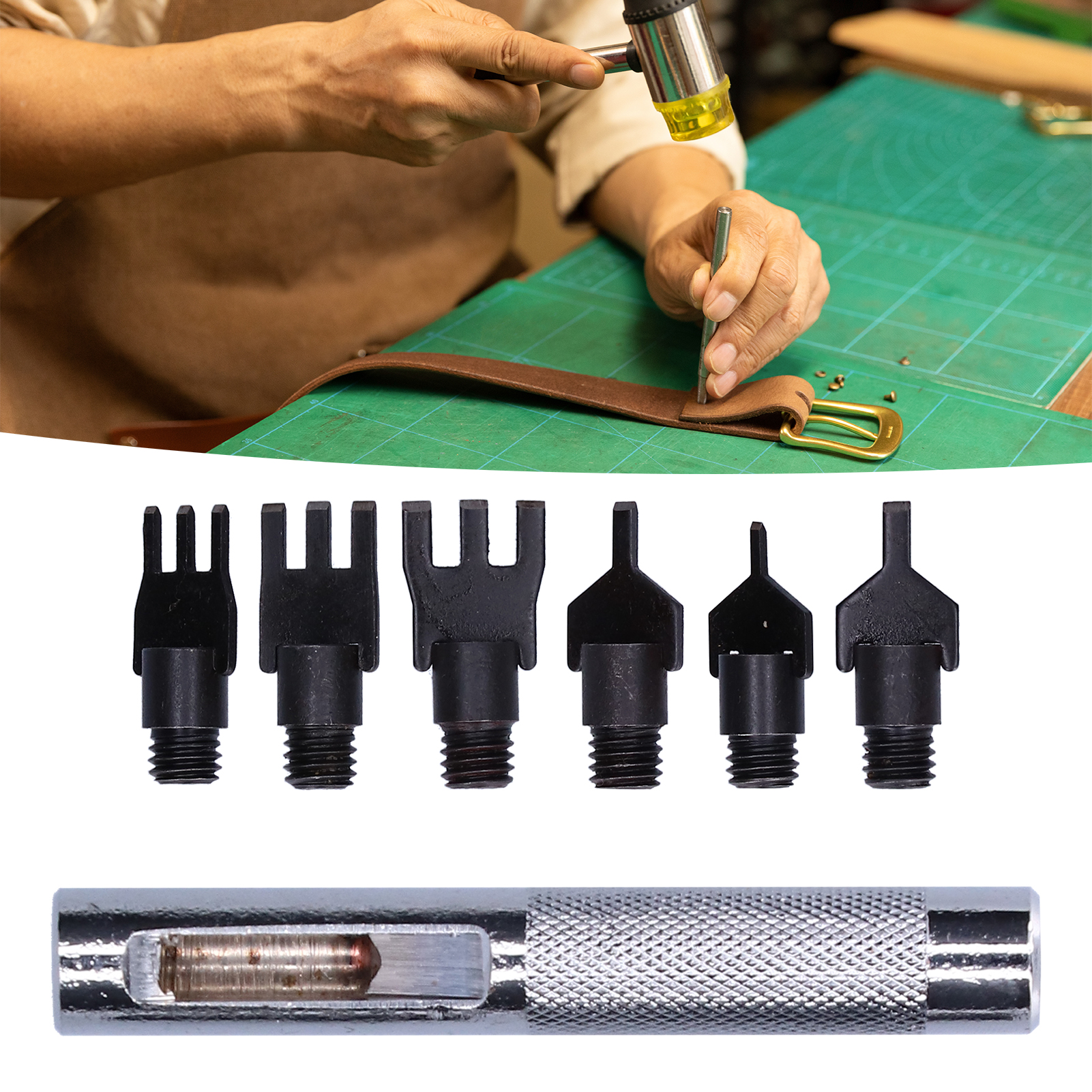 Flachmesser, Kreuzmesser, Lederkordelflechtmesser, Gürtellocher