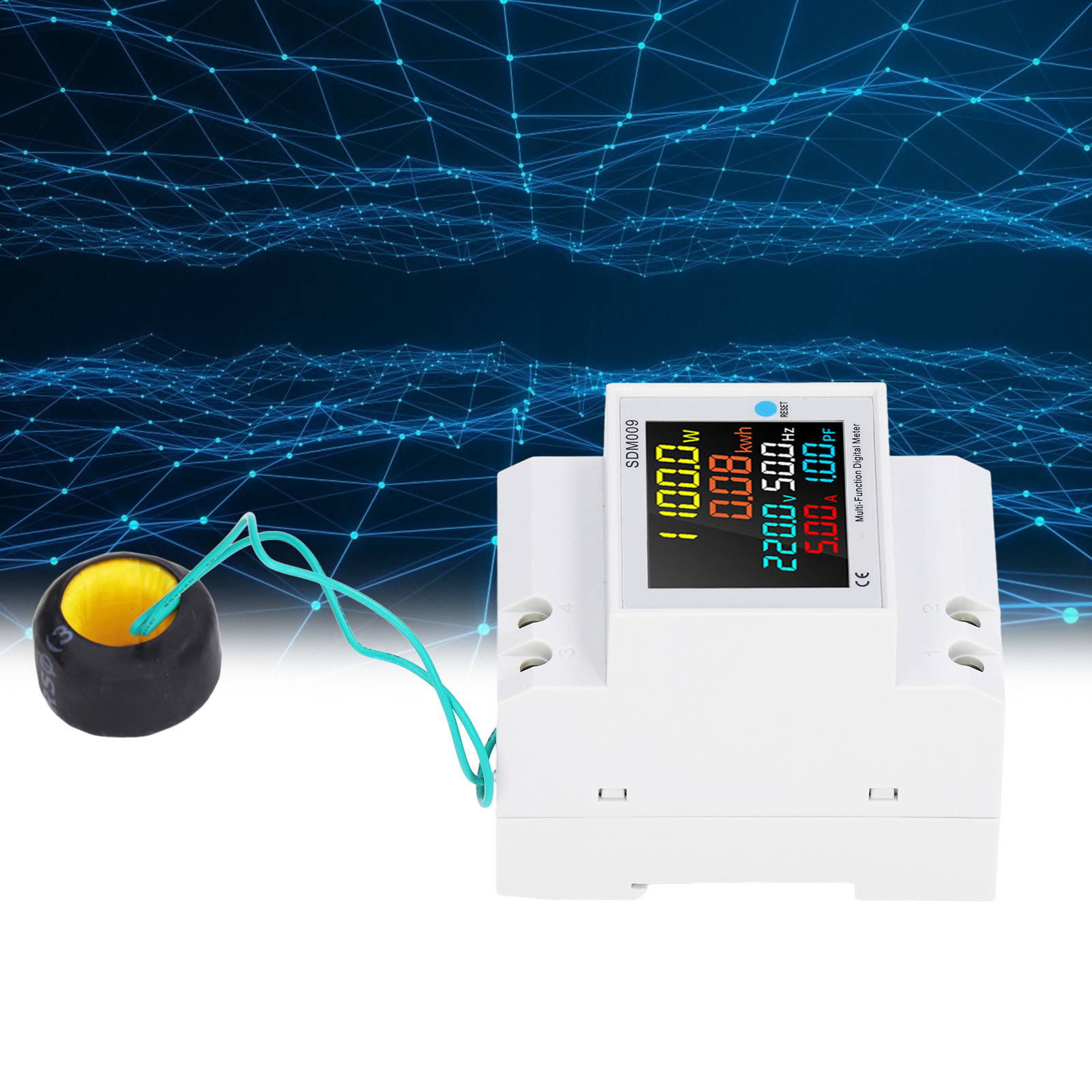 Sdm009-e Modifiziertes Einphasiges Digitales Messgerät Für Den Heimgebrauch Zur Schienenmontage, Anzeige Von Spannung, Stromstärke, Frequenz, Leistungsfaktor Und Elektrizität (externer Ac40-300v Strom