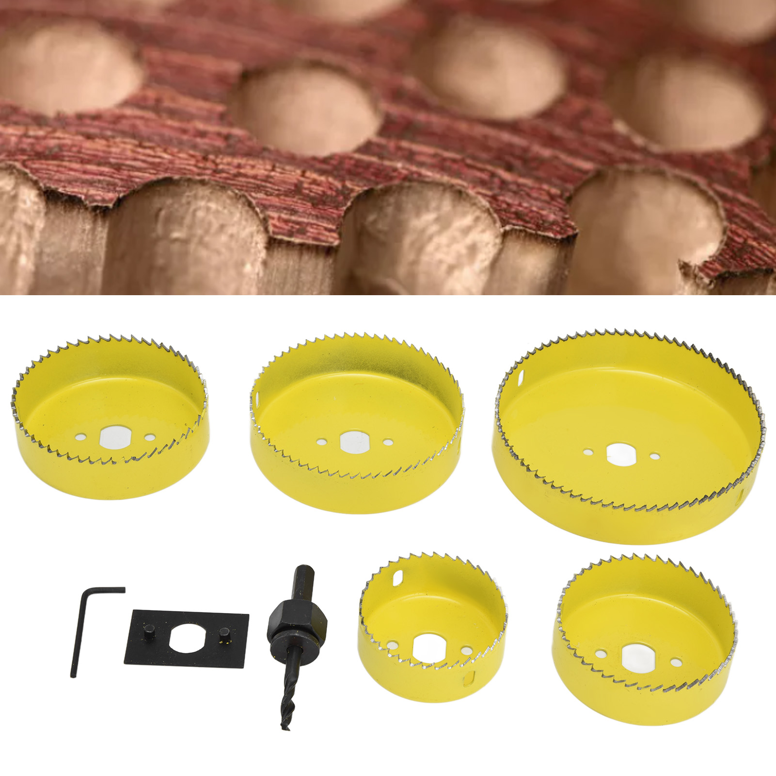 Set Mit 8 Rundlochsägen Von 64 Bis 127 Mm, Geeignet Zum Bohren Von Löchern In Kork, Pvc-platten Und Kunststoffplatten.