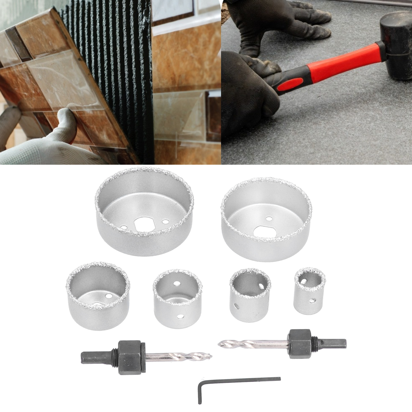 Set Mit 9 Hartmetall-loch-/fliesenbohrern, 22–73 Mm