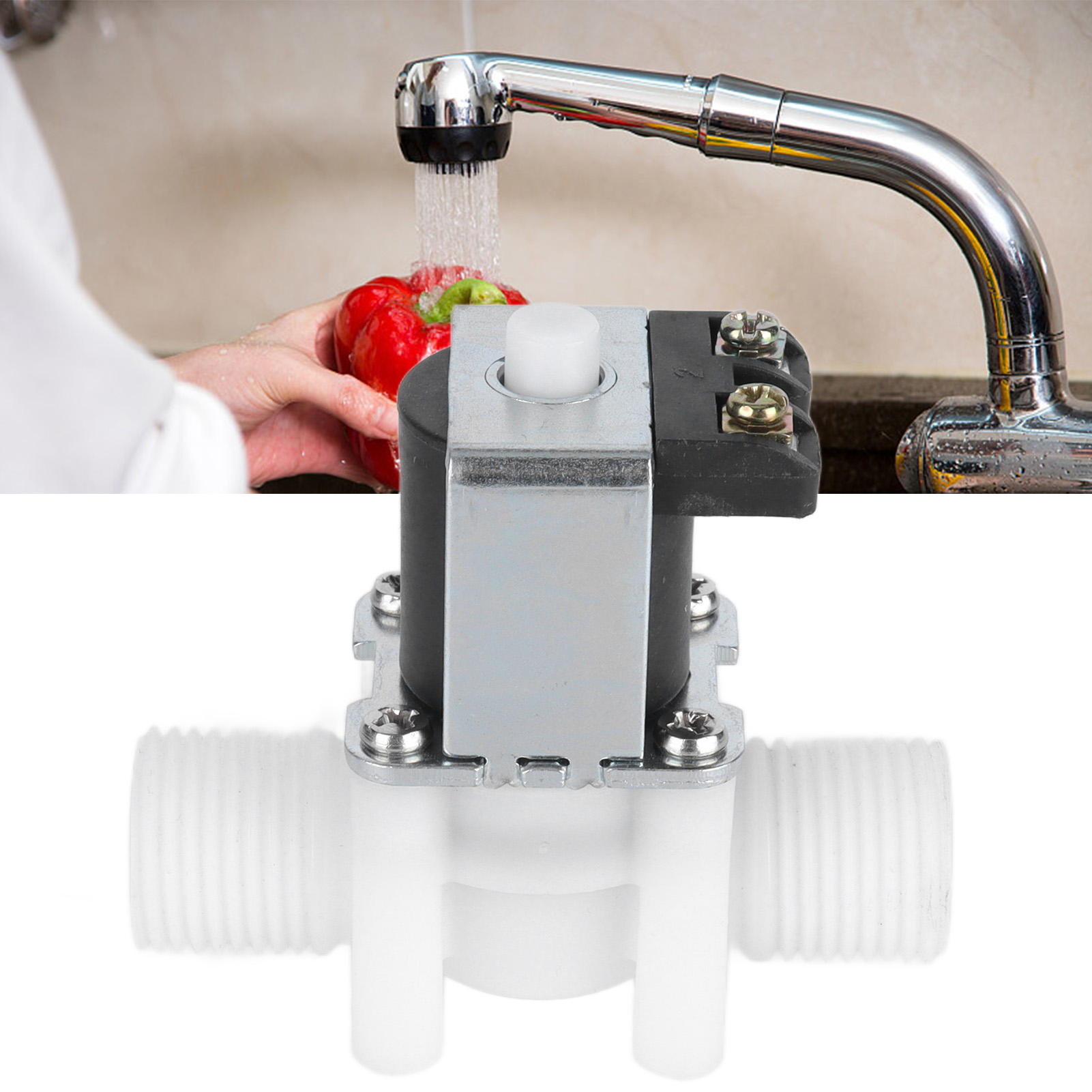 Magnetventil Für Den Wassereinlass Aus Kunststoff Mit Externem 4-punkt-gewinde, Normalerweise Offen, Für Wasserspender, Sanitärkeramik Und Solarmagnetventile (dc24v)