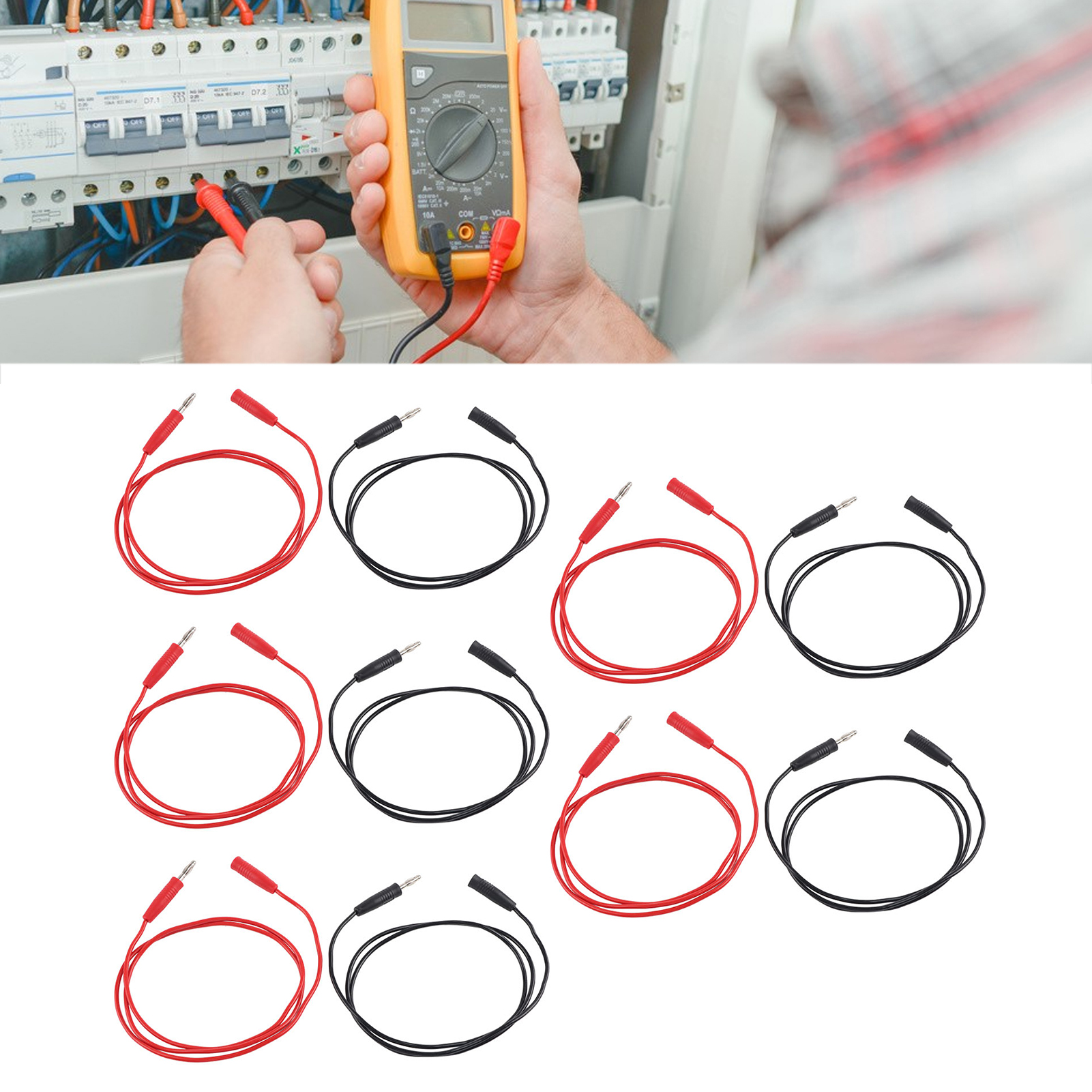 Testkabel Mit 4 Mm Bananenstecker / Stecker-buchse-verbindungskabel Mit 4 Mm Bananenstecker 70025 0,75 Mm² Rot Und Schwarz, Verkauft In 5er-packs.