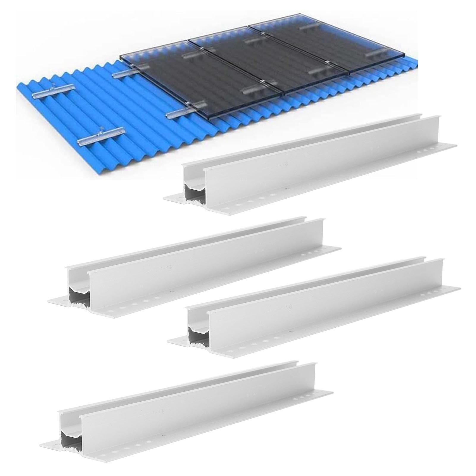 Sätze Montagehalterungen Für Photovoltaik-solarmodule, Blechdächer, Mini-führungsschienen Und Kurze Führungsschienen Aus Aluminiumlegierung
