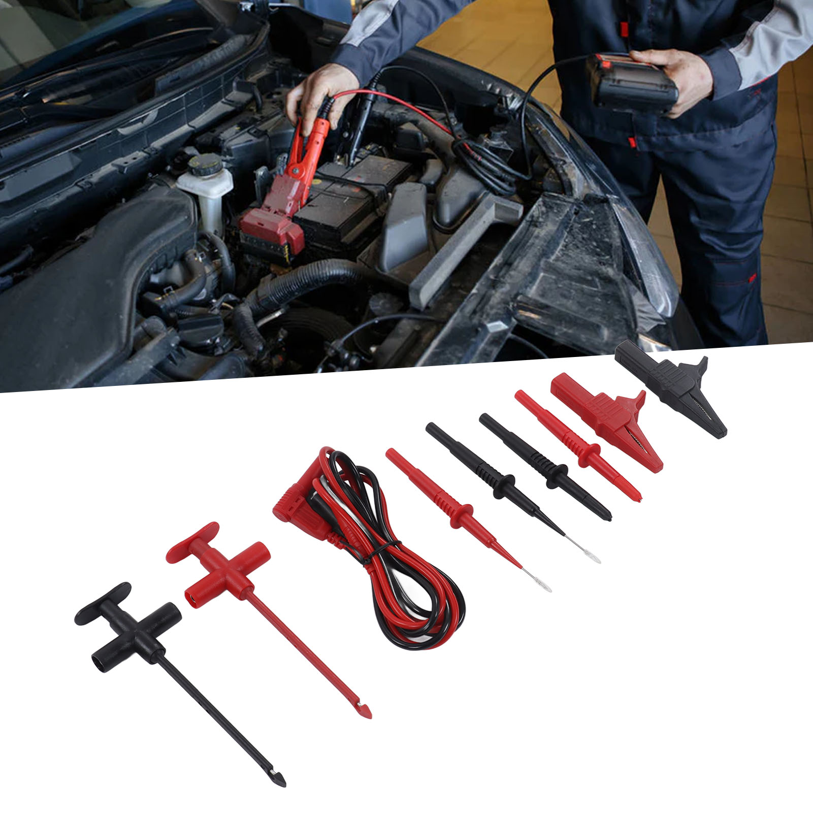 Jt8001-4 Kfz-elektrik-reparaturset: Multimeter, Krokodilklemmen, Bananenstecker, Messleitungen, Messspitzen