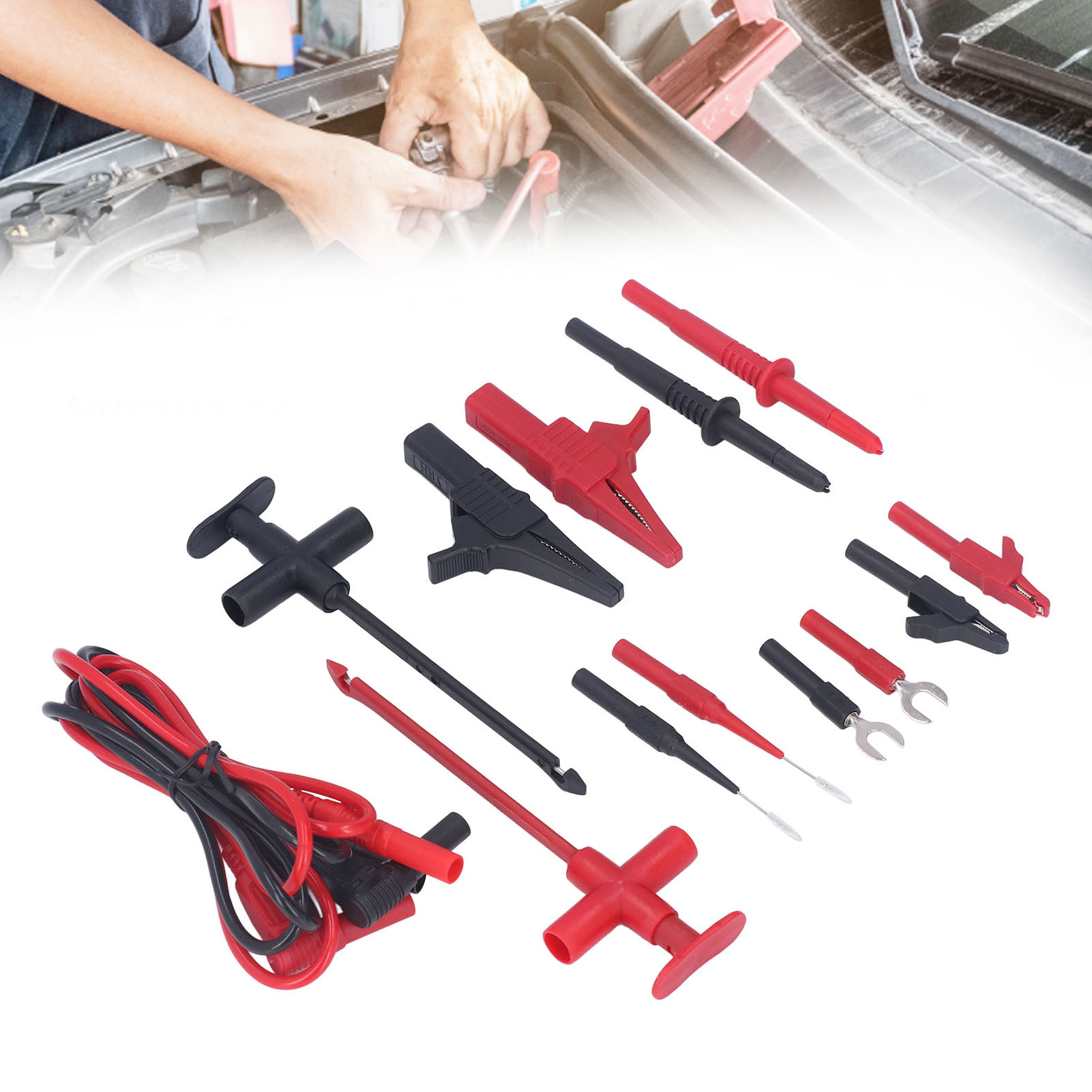 Jt8001-2 Multimeter-set, Kfz-elektrik-reparaturset, Krokodilklemmen, Bananenstecker-messleitungen, Messspitzen