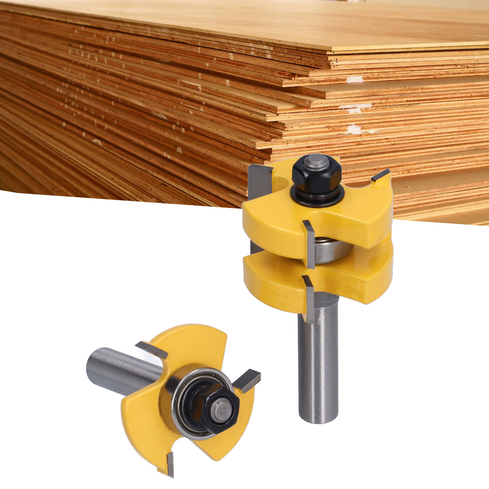 3-zahn-t-förmiger Holzfräser Mit Einzellager, Holzbearbeitungswerkzeugset, Holzbearbeitungsfräserset (2-teilig), Zapfen- Und Zapfenschneidwerkzeugset.