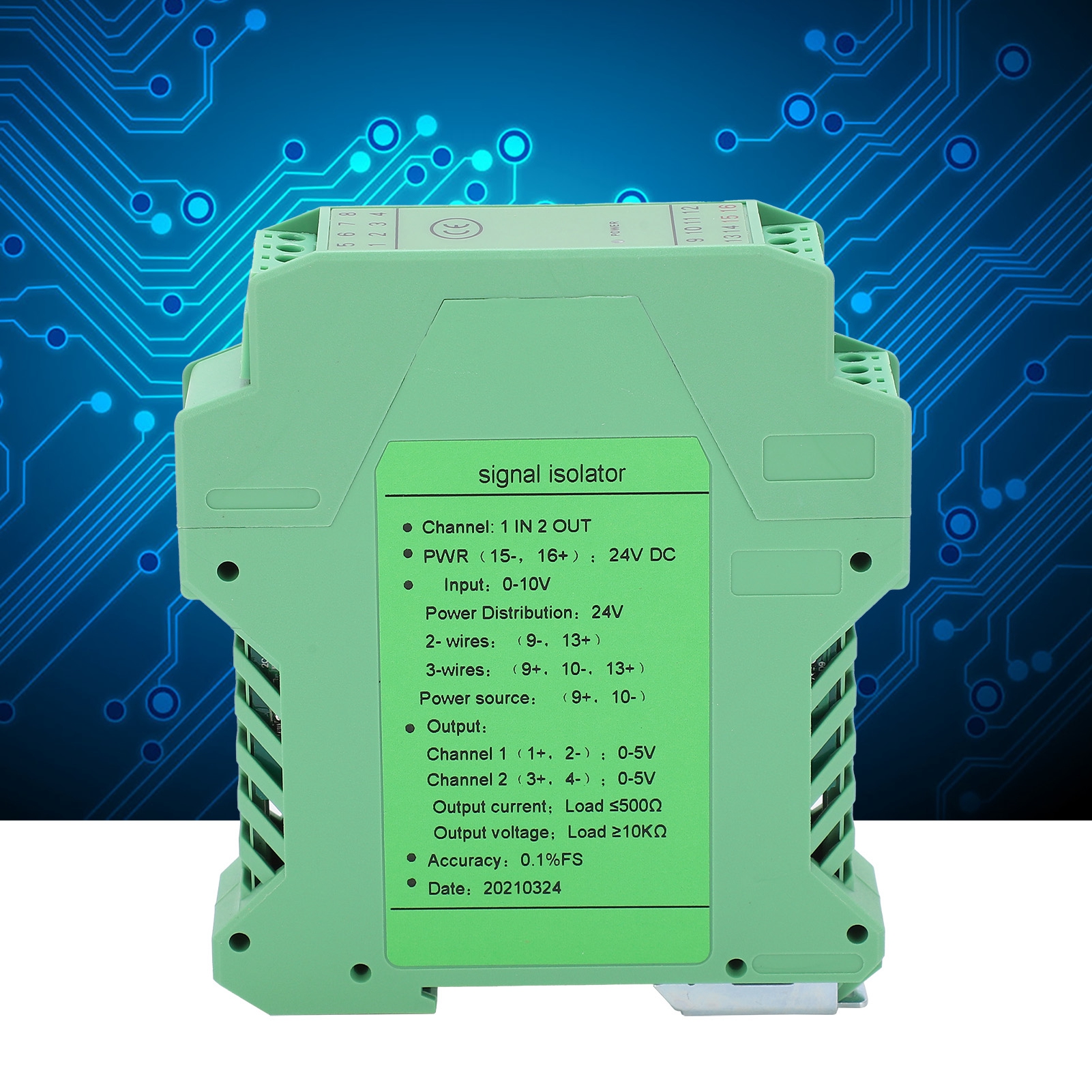 Glg Dc-signalisolator Mit Strom- Und Spannungstransmitter, Ein Eingang Und Zwei Ausgänge, 0-10v Bis 0-5v.