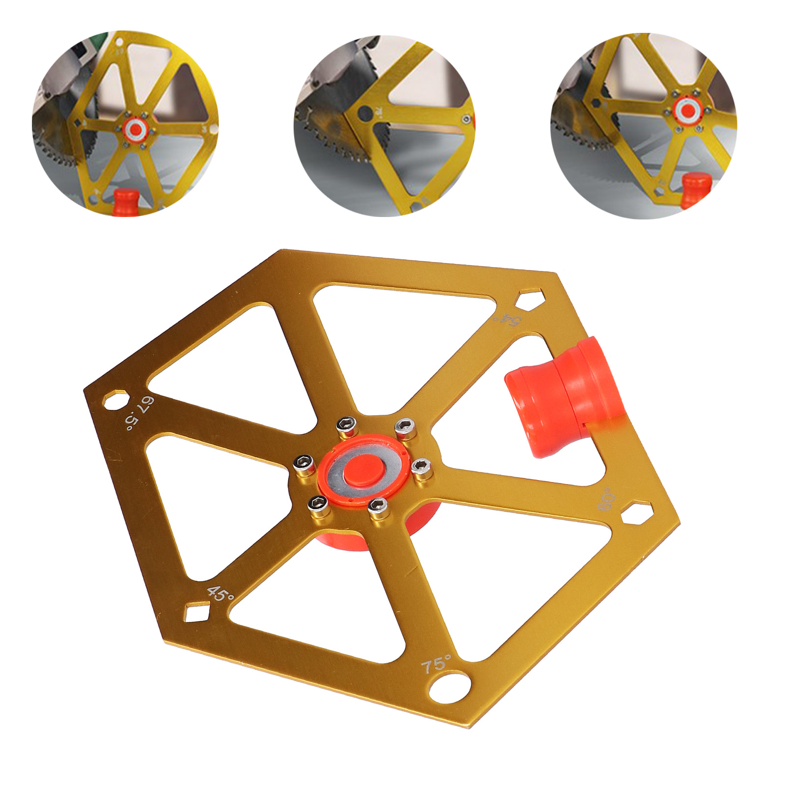 Winkelmesser Für Die Holzbearbeitung, Plattenschneidemaschine, Winkeleinstellwerkzeug Für Kreissägen Mit Magnet, Sechseckiger Lineal Aus Goldfarbener Aluminiumlegierung.