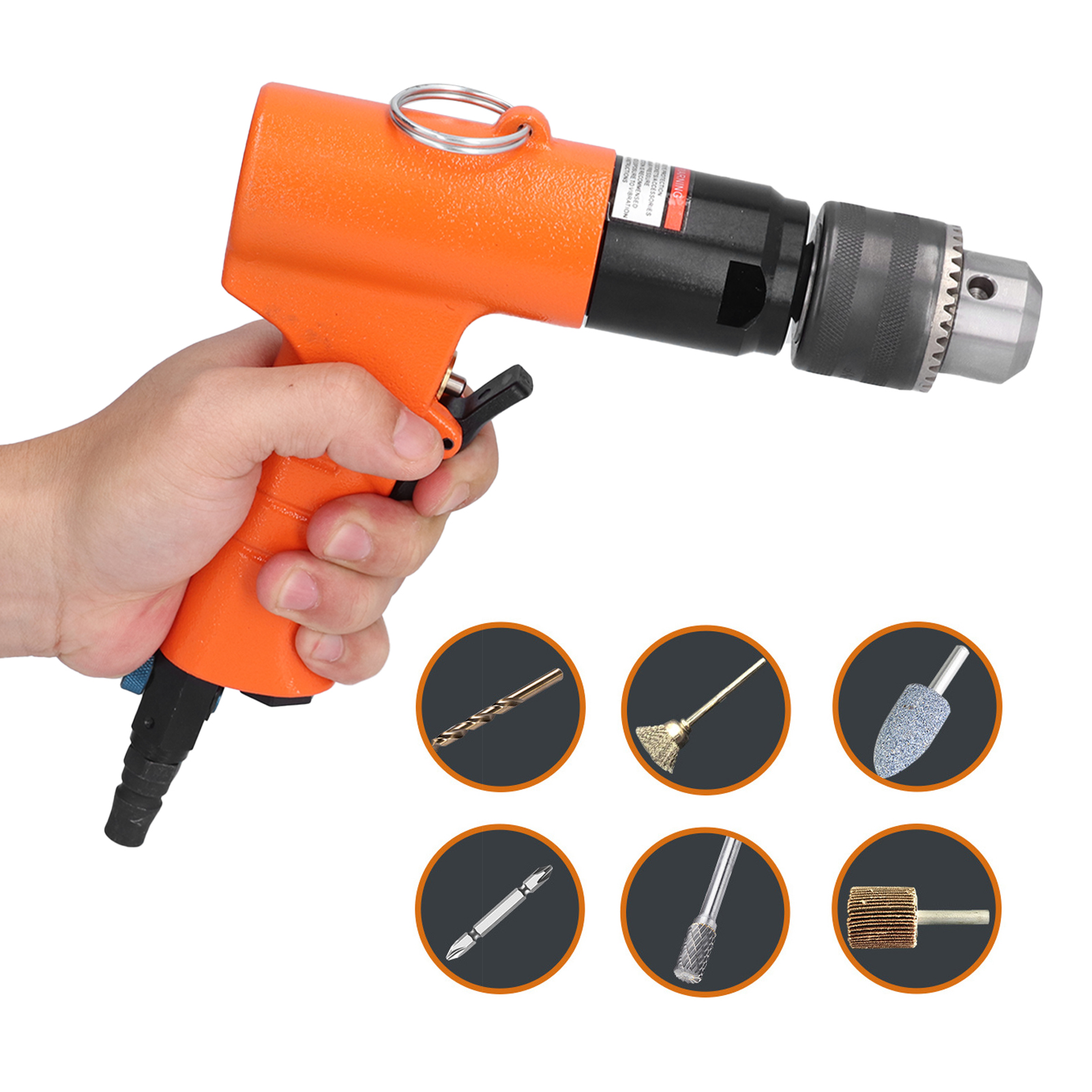 Orangefarbene Druckluftbohrmaschine Mit Pistolengriff, 13-mm-druckluftbohrmaschine, 1/2-zoll-druckluftbohrmaschine Mit Vorwärts- Und Rückwärtslauf, Kv-5113b Industrie-druckluftbohrmaschine
