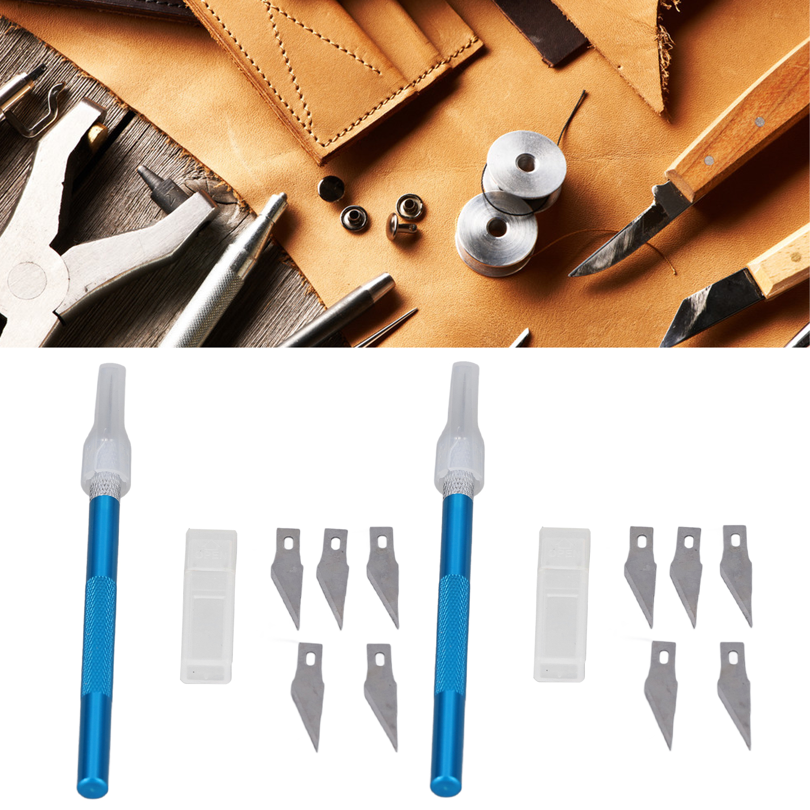 Zwei Sets Im Set: Lederschnitzmesser, Taschenmesser, Schnitzwerkzeug Aus Aluminiumstangen, Hakenmesser, Präzisions-papierschneidemesser