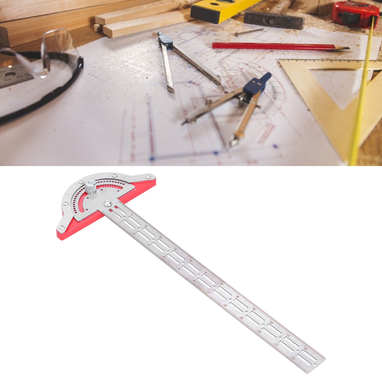 Hochleistungs-winkelmesser, Winkelmessgerät, Kantenlineal Für Die Holzbearbeitung, Kantenwinkelmessgerät Für Die Holzbearbeitung, Winkelmessgerät Aus Edelstahl, 15 Zoll.