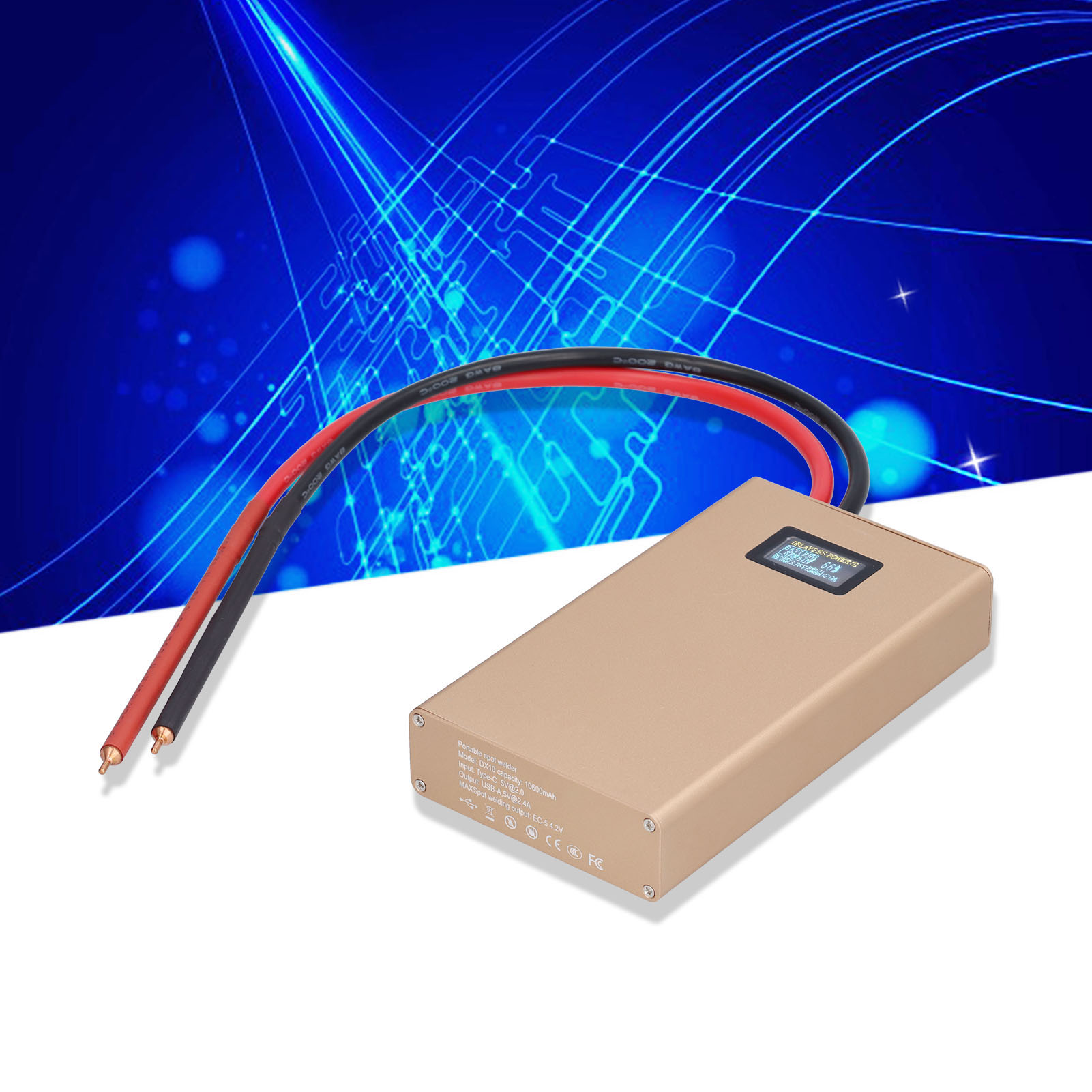 Dx10 Tragbares Punktschweißgerät Mit Oled-bildschirm, Einstellbarem Akku, Mini-punktschweißgerät Mit Micro-usb-c-schnittstelle, 20-stufiger Einstellbereich