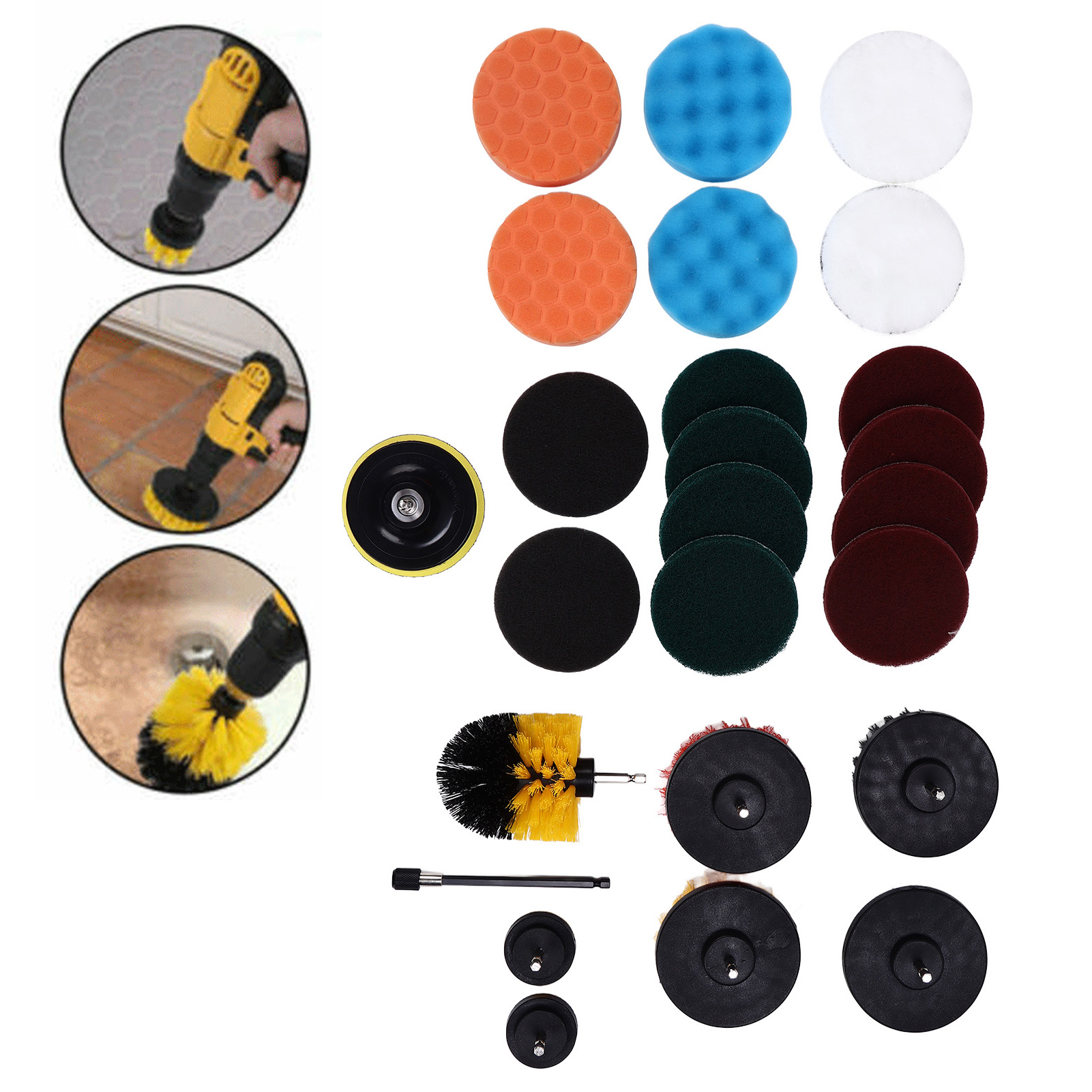 Set Mit 25 Bürsten Für Elektrische Bohrmaschinen, Ideal Zum Reinigen Von Fliesen, Küchenrollen Und Anderen Oberflächen.