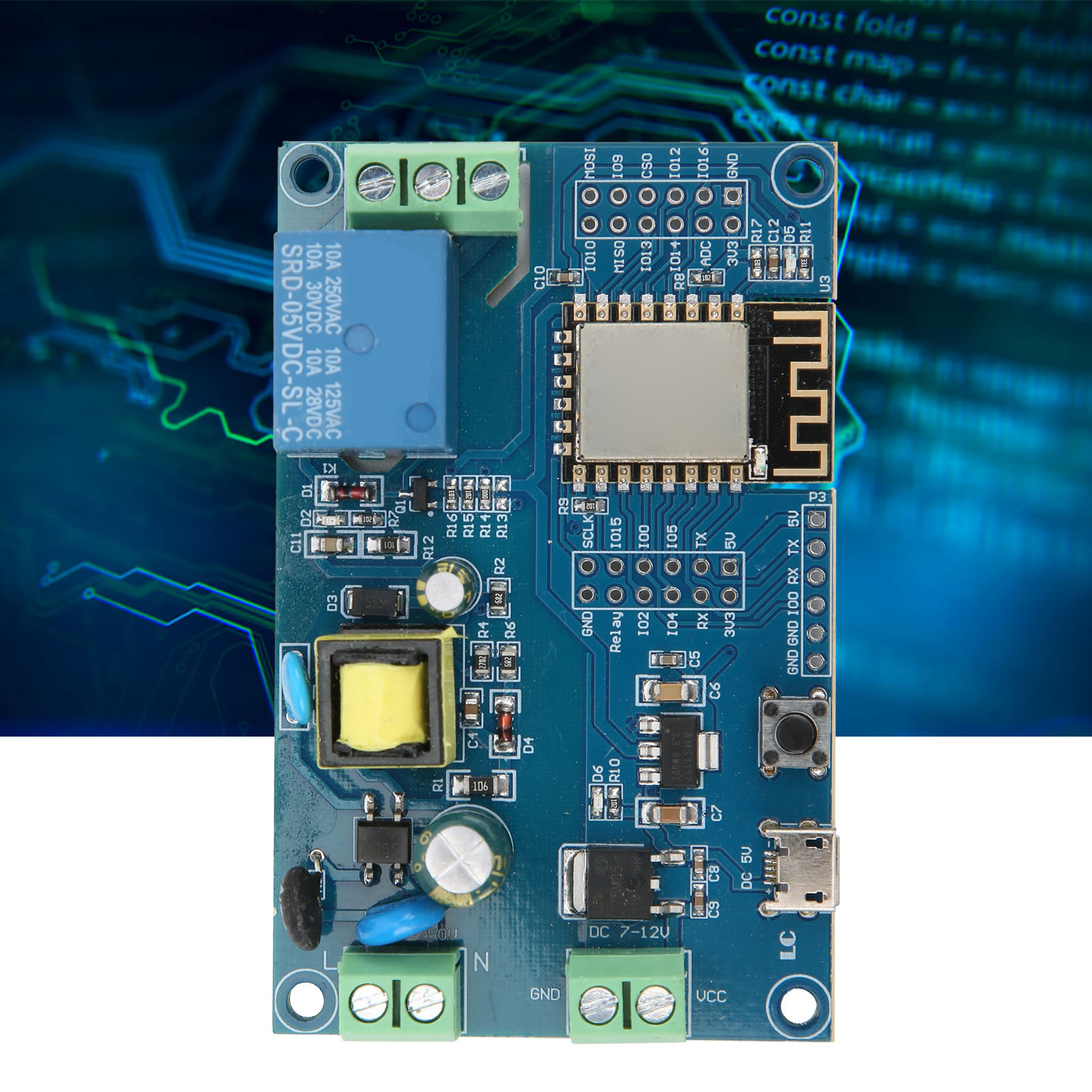 Esp-12f Entwicklungsboard Für Die Sekundärentwicklung Eines Einkanaligen, Ac/dc-betriebenen Esp8266 Wi-fi-relaismoduls Mit Integriertem Esp8266-modul.