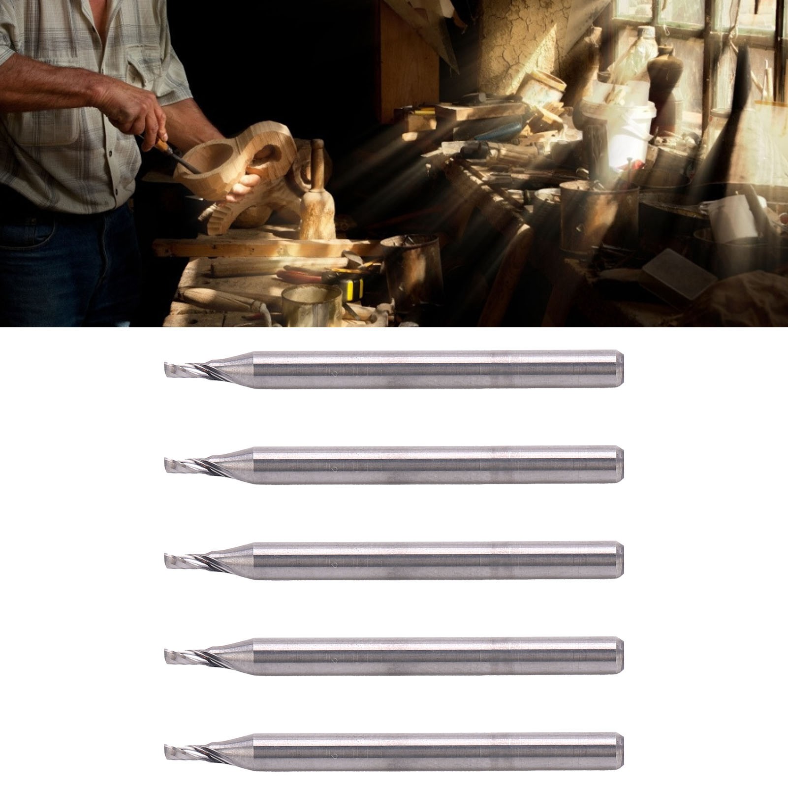 Einschneidiger Spiralfräser Für Holzschnitzereien, 3,175 X 1,5 X 3 Mm