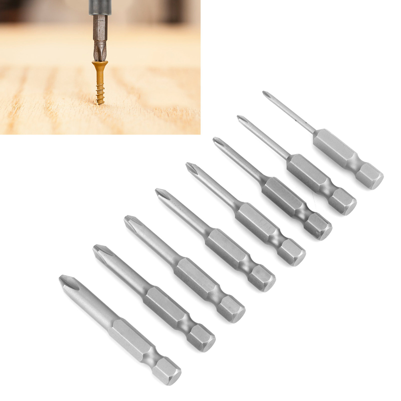 Phillips S1/4 Elektroschraubendreherbits (8er-set), Phillips Druckluftschraubendreherbits, Sechskantbohrer Für Bohrmaschinen, 50-mm-druckluftdüse