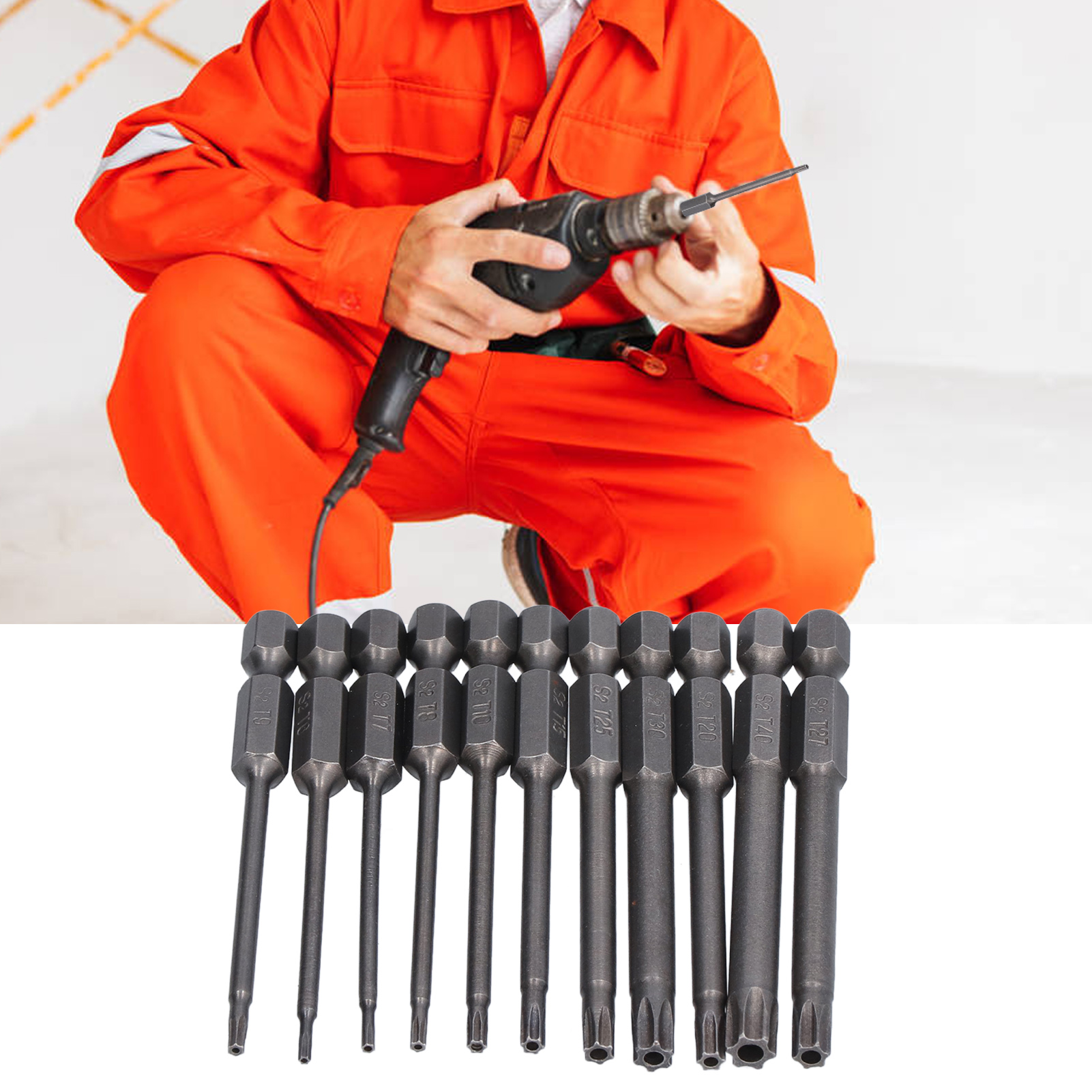 Set Mit 11 Torx-schraubendrehern Und Bohrern, 1/4 Zoll Sechskantschaft, S2-stahl, Magnetisch, 75 Mm Sicherheits-torx-bohrer-set.