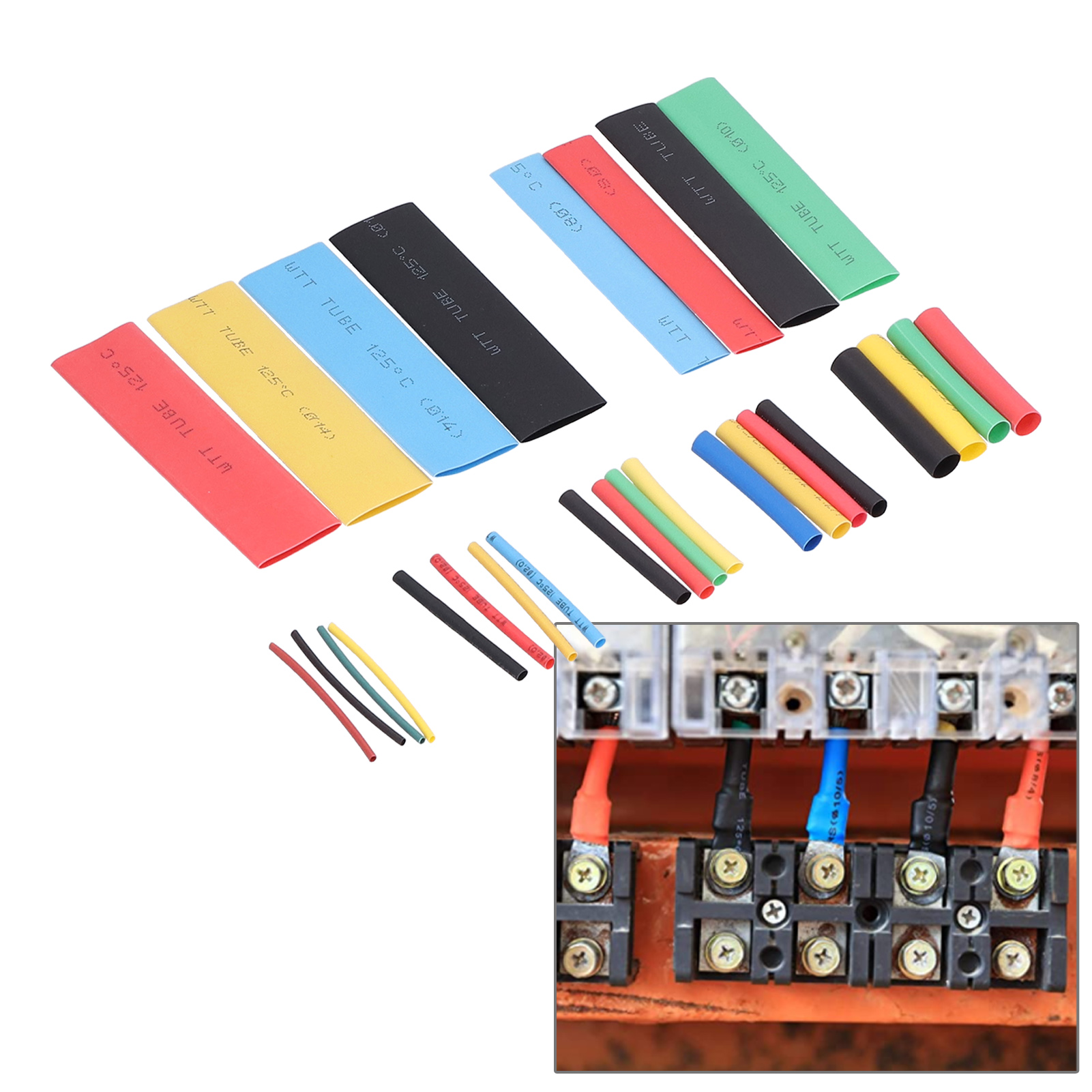 Set Mit 164 Schrumpfschläuchen, Isolierschläuchen Für Kabelwicklungen, Elektrisch Isolierend.