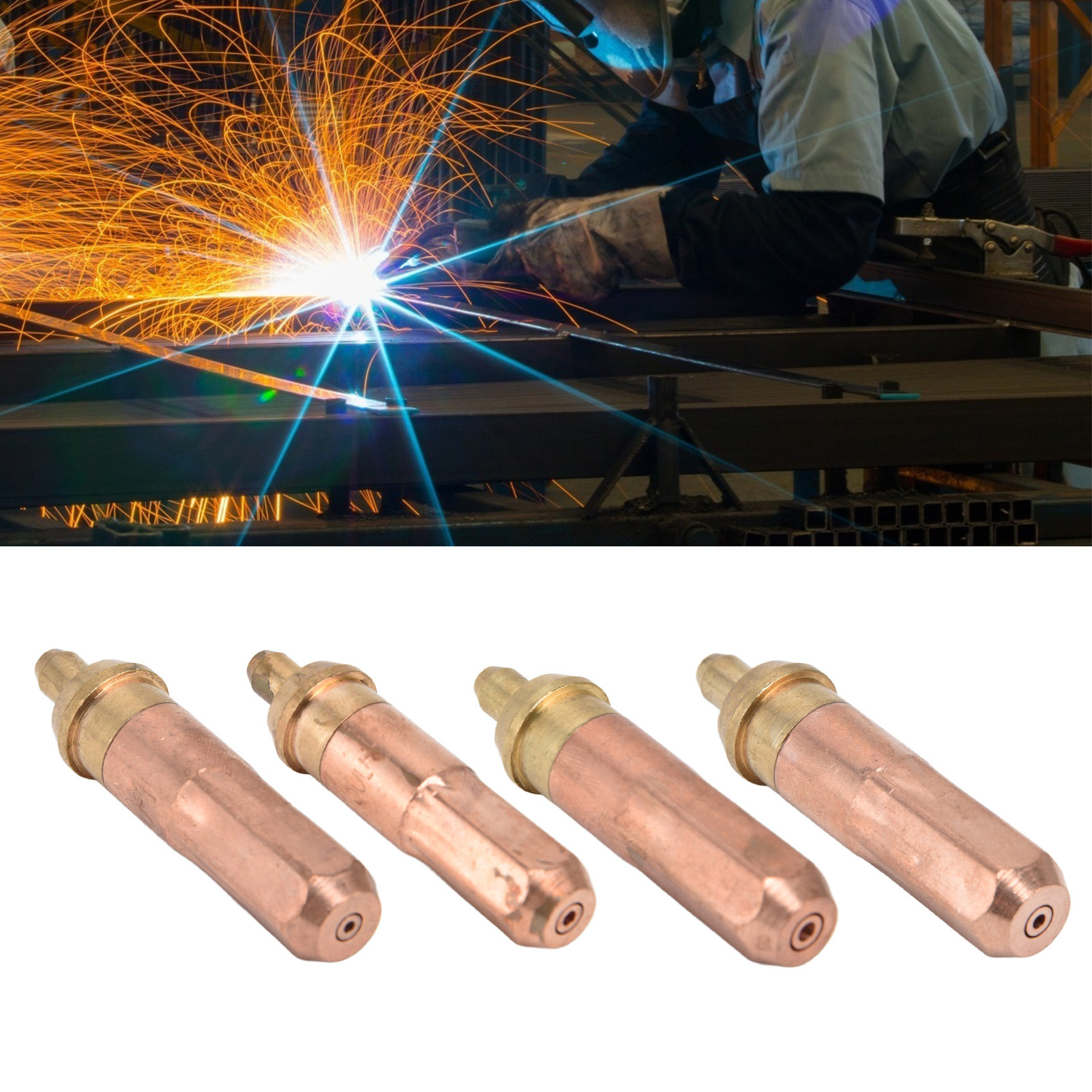Satz Aus Vier G01-300 Acetylen-ringschneiddüsen, Bestehend Aus Einer Ringschneiddüse, Einem Schneidbrenner Und Schneiddüsen Nr. 1 + Nr. 2 + Nr. 3 + Nr. 4.
