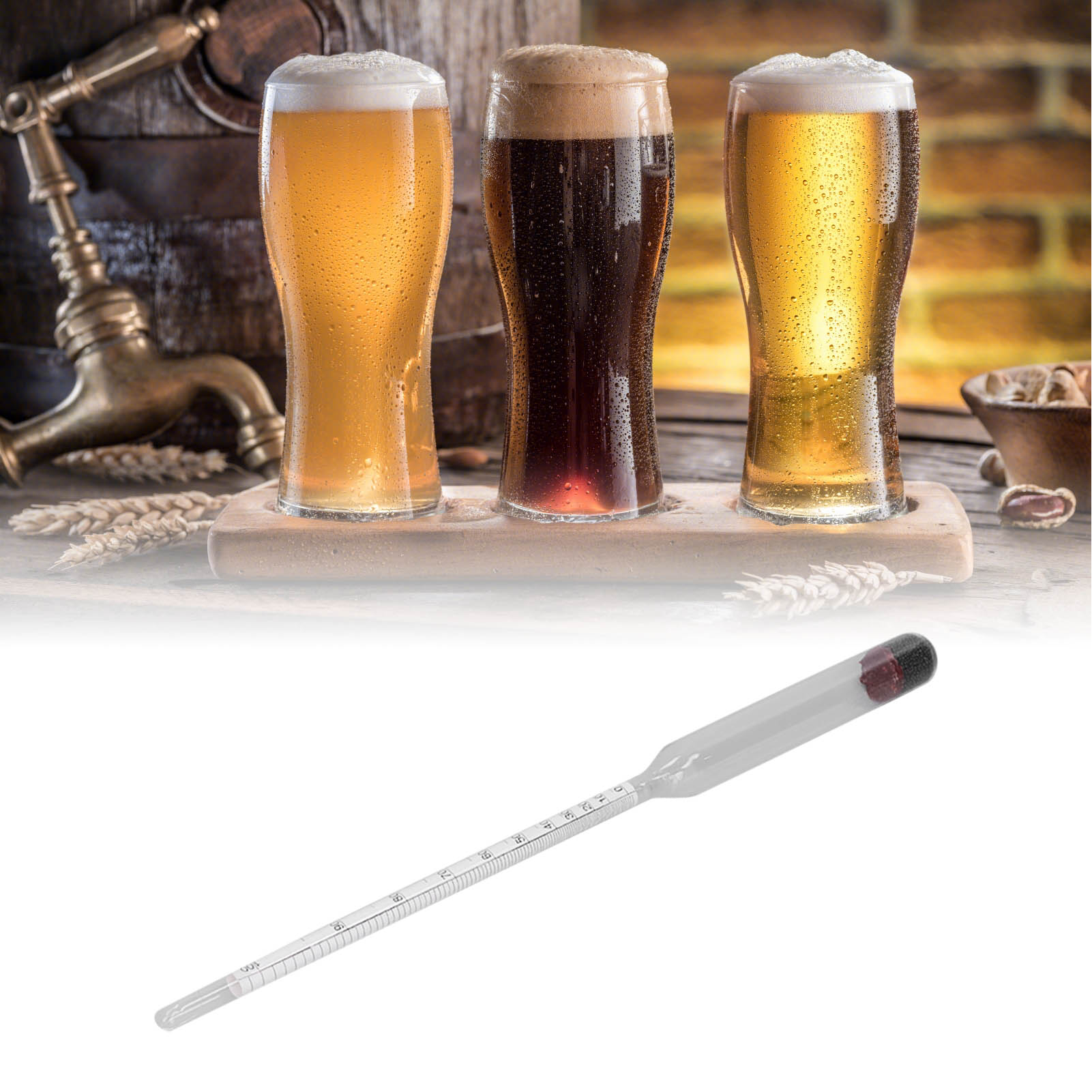 Alkoholmeter 0-100 Grad, Hydrometer, Alkoholtester, Bieralkoholmeter, Brauzubehör