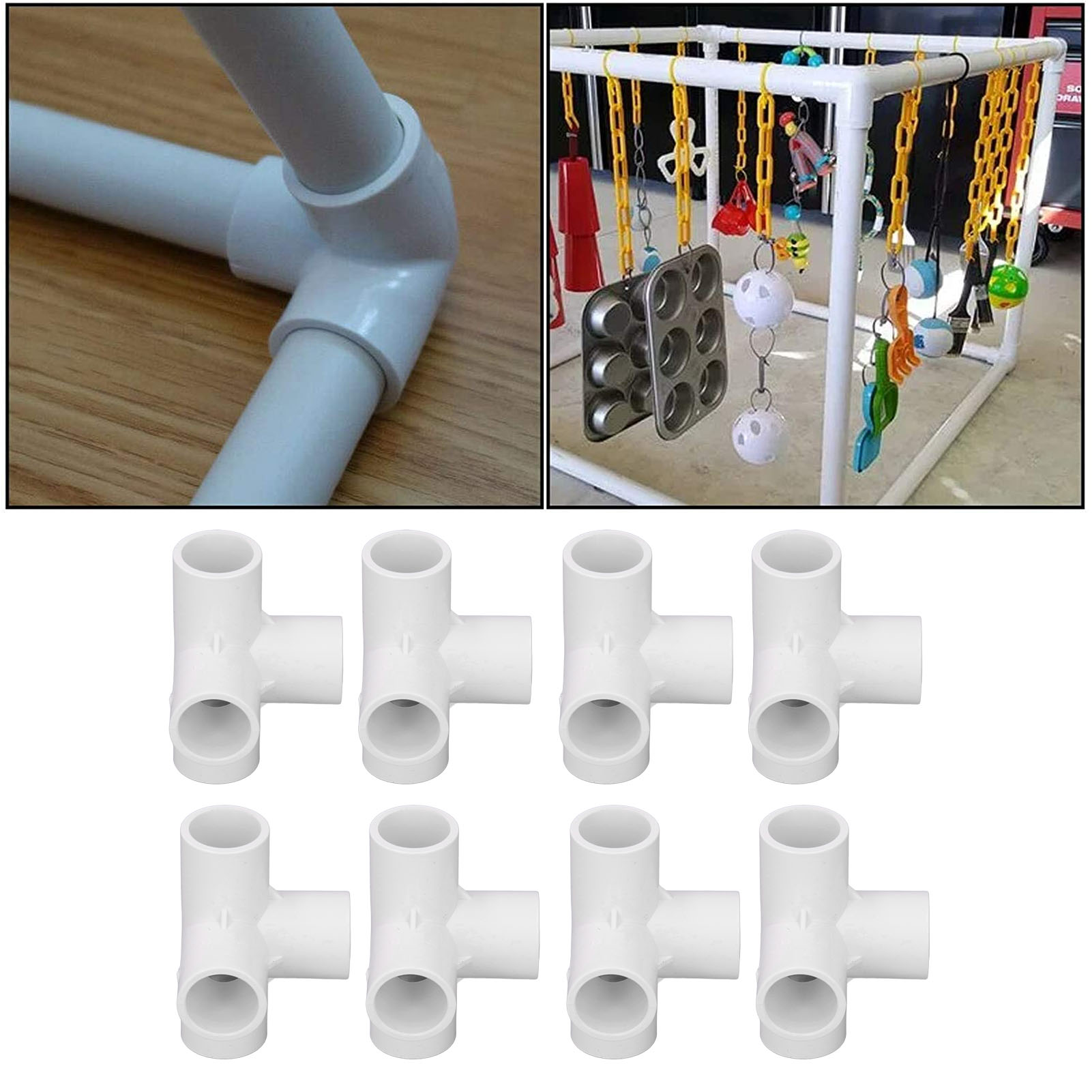 20 Mm Durchmesser, Rechtwinkliges Dreiwege-pvc-winkelstück Für Wasserzu-, Wassereinlass- Und -auslassanschlüsse, Geeignet Für Möbel, Gewächshaus- Und Zeltverrohrungen. Weiß.