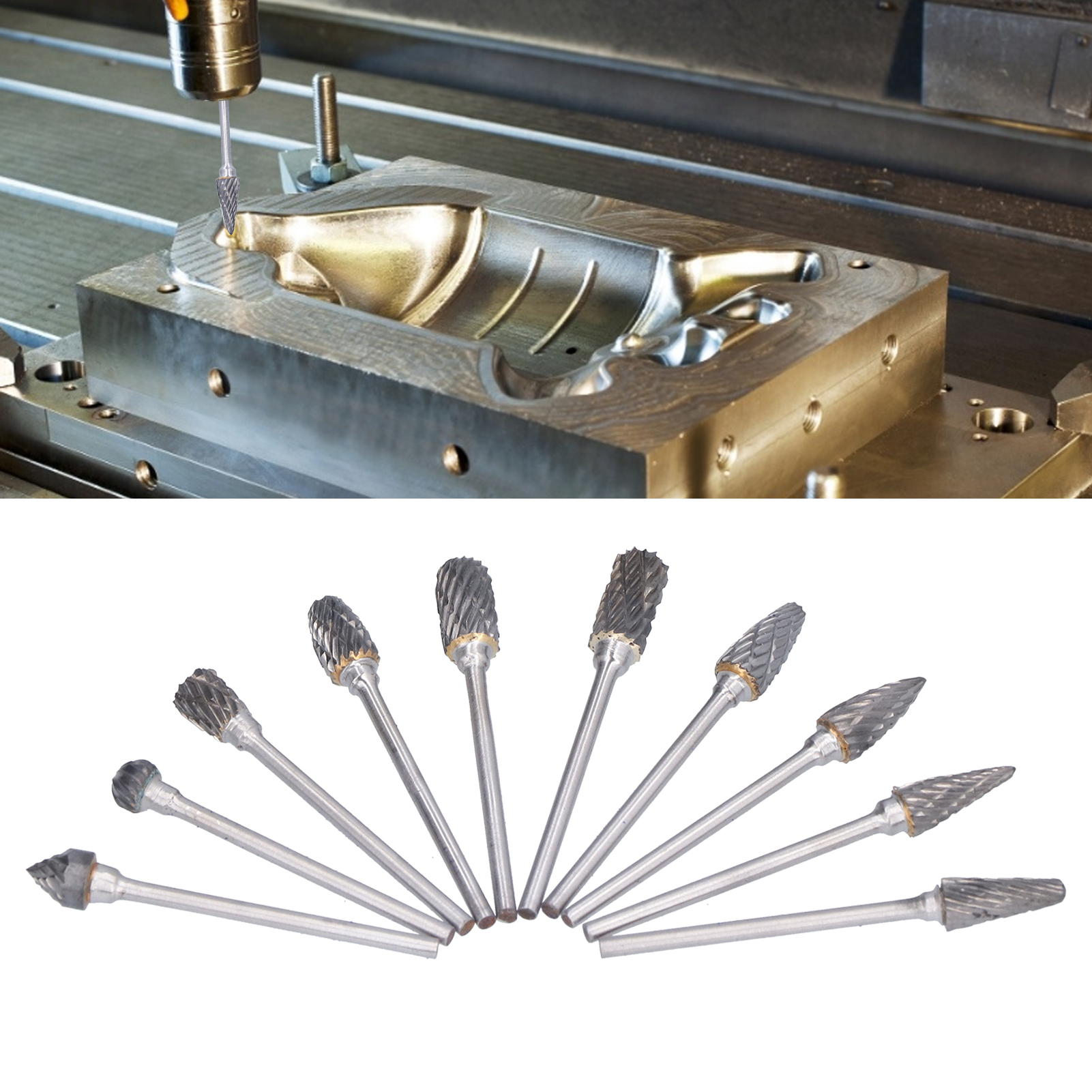 Set Mit 10 Rotationsfeilen, Set Aus Wolframkarbid-rotationsfeilen, Geeignet Zum Schnitzen, Für Holzbearbeitung, Polieren Und Bohren.