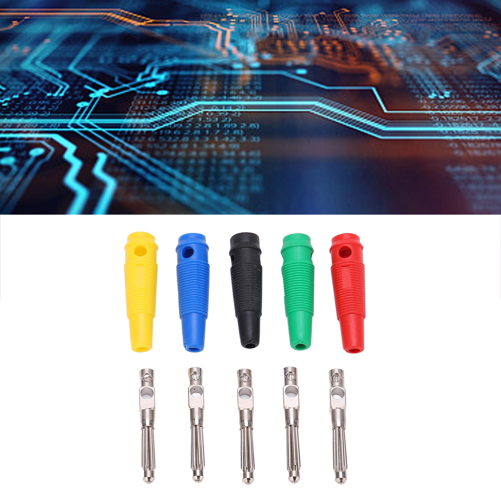 7-poliger 4-mm-bananenstecker Mit Weicher Gummihülle, Stecker Aus Reinem Kupfer, Schraubverriegelung, Lötfrei, Horizontale Bohrung, Stapelbar, 1000 V 32 A 22.113