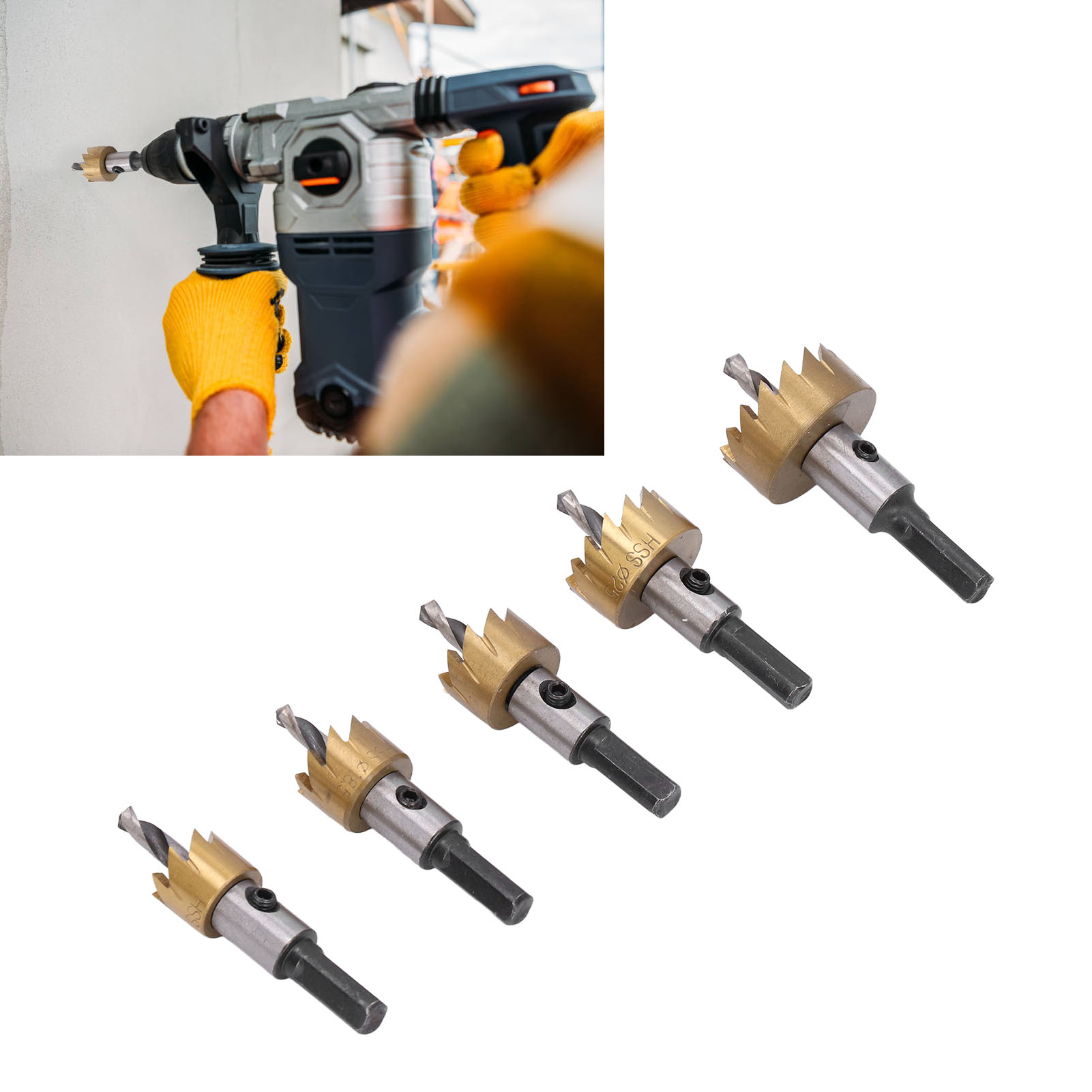 Hochgeschwindigkeitsstahl-lochsäge (5er-set), Durchmesser 16-30 Mm