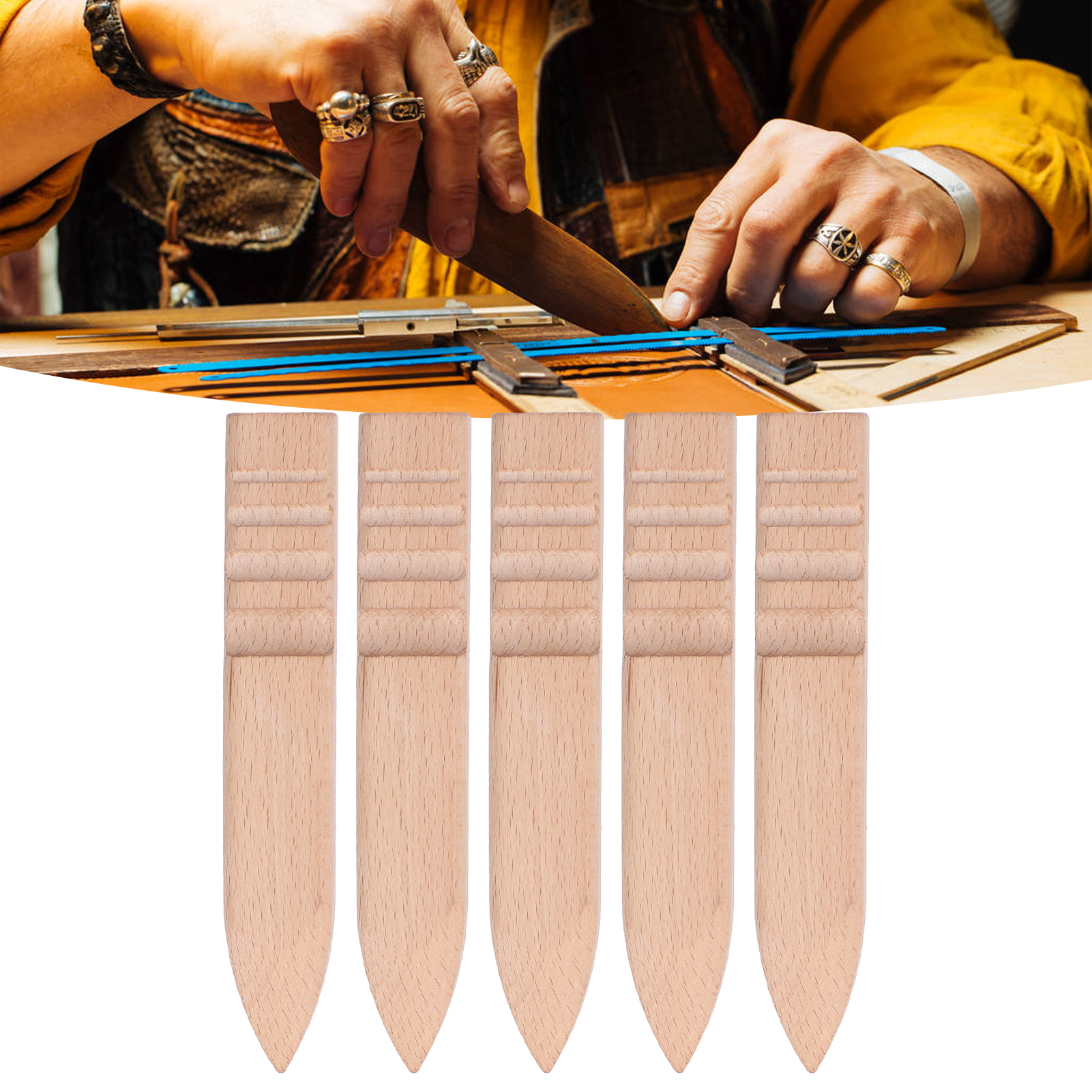 5-in-1 Flachschleifstäbe Aus Buchenholz, Kantenschleif- Und Lederschleifstäbe, Diy-lederbearbeitungswerkzeuge