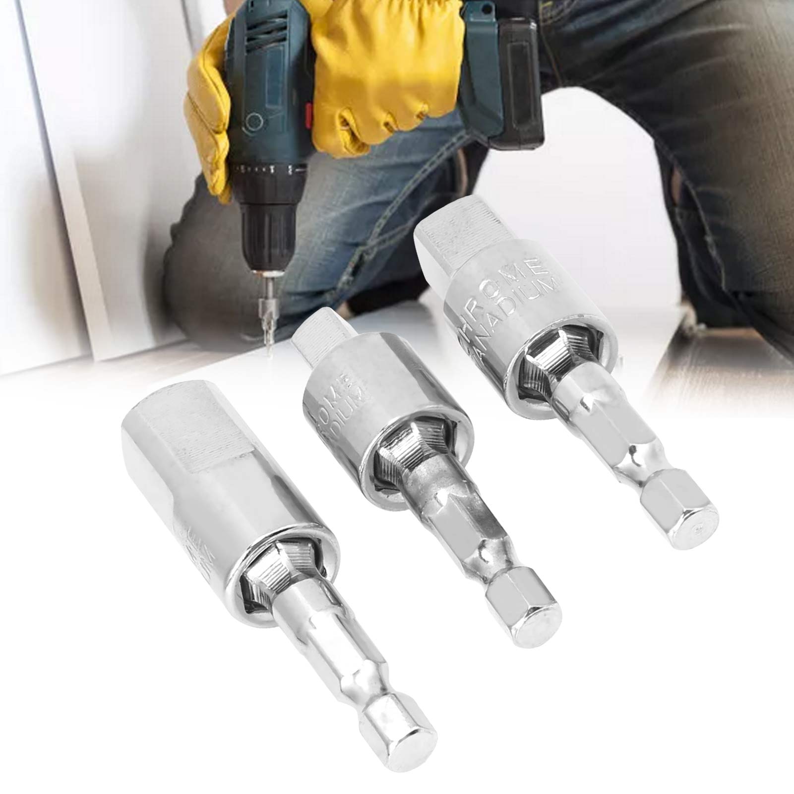 Sechskantgriff Aus Silber Auf Vierkantkopf-adapter Für Druckluftschrauber Und Steckschlüssel