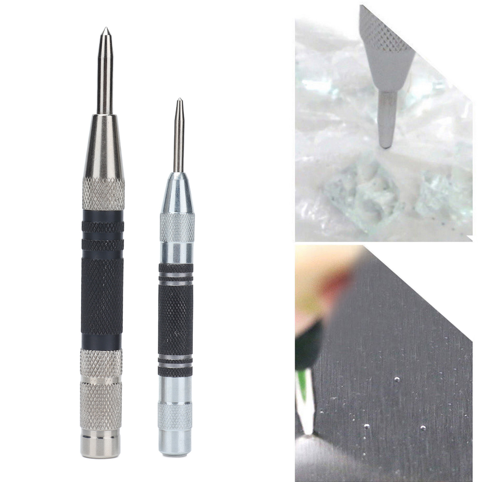 Satz Mit 2 Automatischen Zentrierstempeln, Robuste Automatische Zentrierstempel, Federbelasteter Zentrierstempel Aus Schwarzem Stahl