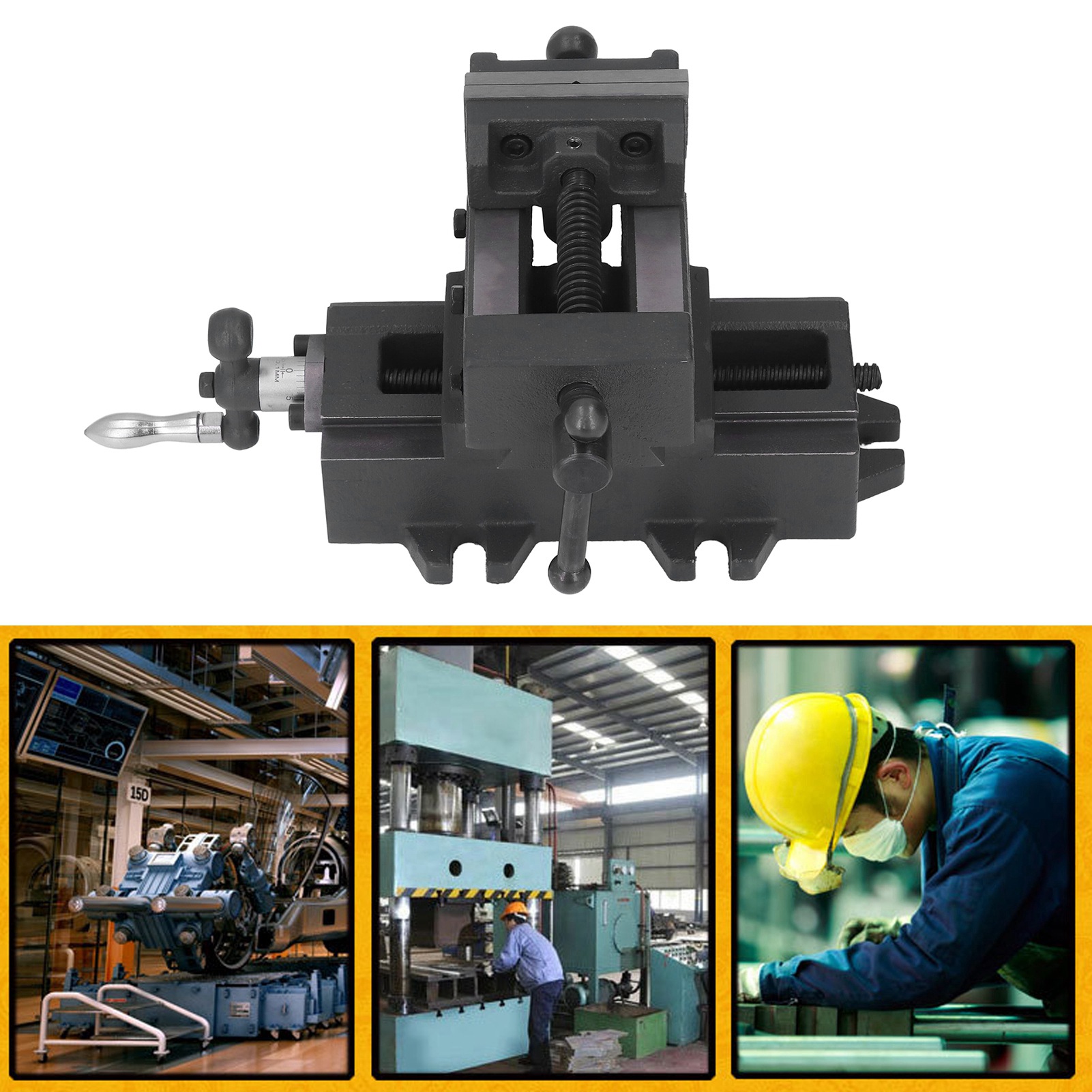 76-mm-kreuzschraubstock Für Bohrmaschine Und Fräsmaschine, Hochbelastbarer Werkbankschraubstock, Präzisionsgegossener Flachkreuzbackenschraubstock Aus Stahl