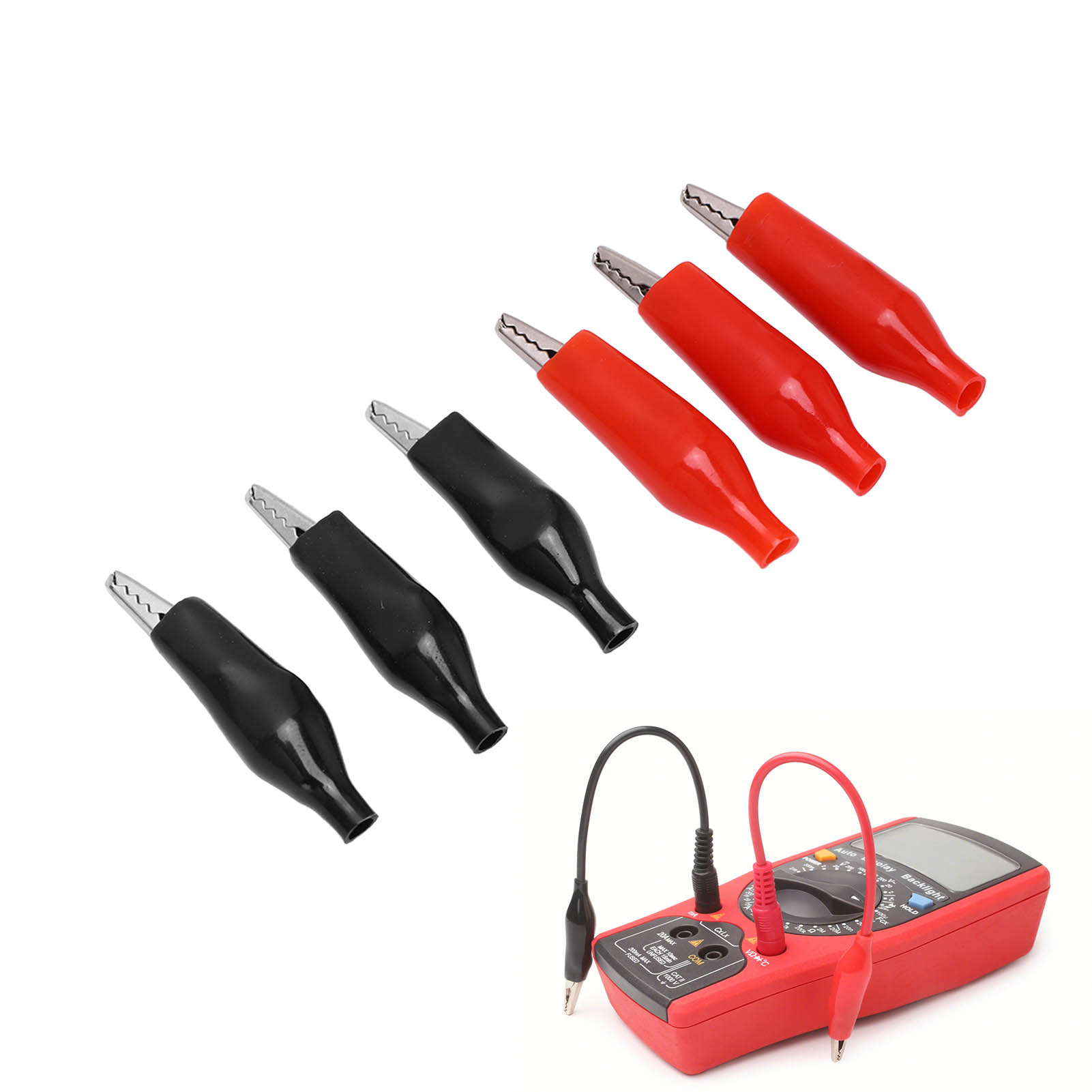 Krokodilklemme Für Messgeräte, Rot-schwarze Metall-kunststoff-hülle, Prüfklemme, Einhand-krokodilklemme, Klemme Für Elektrisches Ladezubehör, 25.011