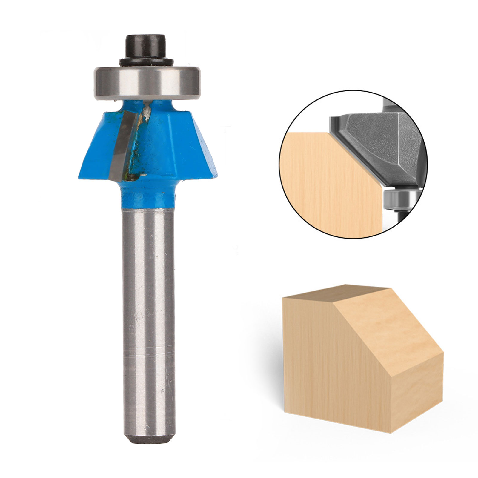 45°-fasenfräser Für Holz Mit Anlaufring, Fasenformfräser, Farbe Zufällig, 1/4 X 1/4 Zoll