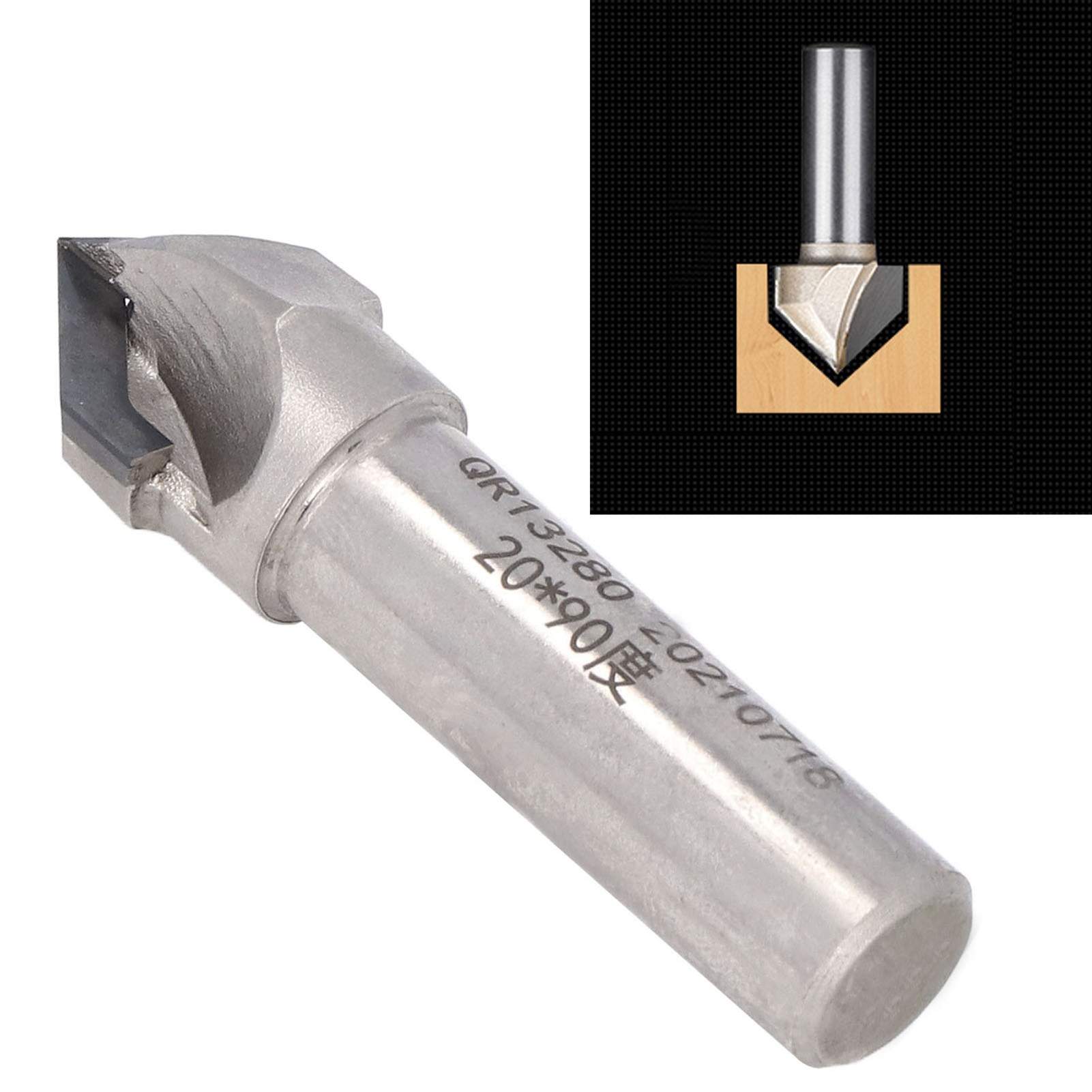 1/2202t V-förmiger Diamantfräser, 90-grad-cnc-gravurfräser Für Schranktürpaneele, Fräser, 90-grad-v-förmiger Fräser