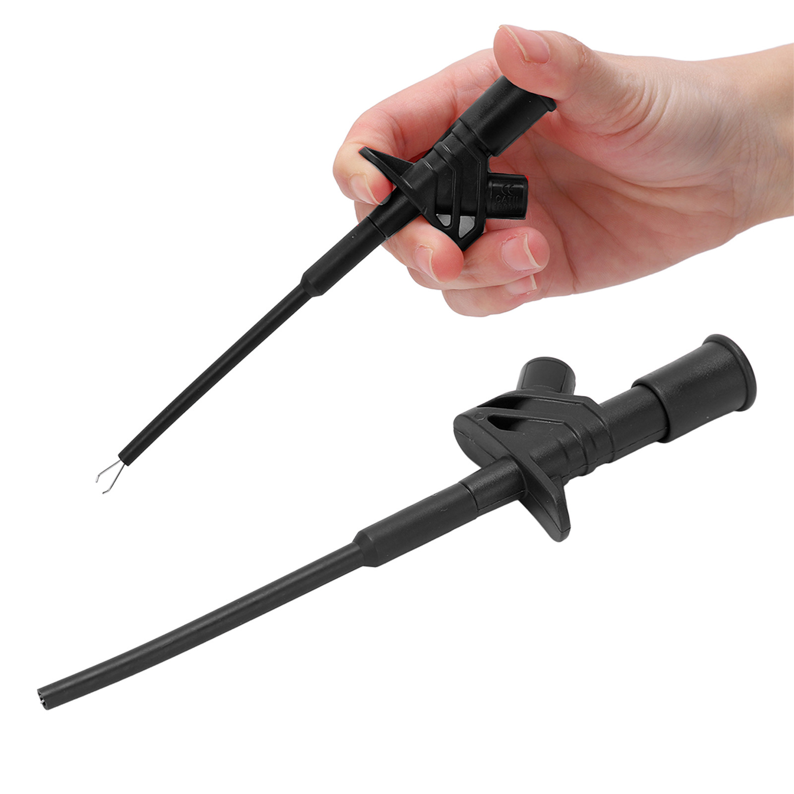 J.30021 Flexible, Sichere Und Schnelle Prüfklemme Mit Prüfhaken Und 4 Mm Sicherheitseinsatz, Schwarz