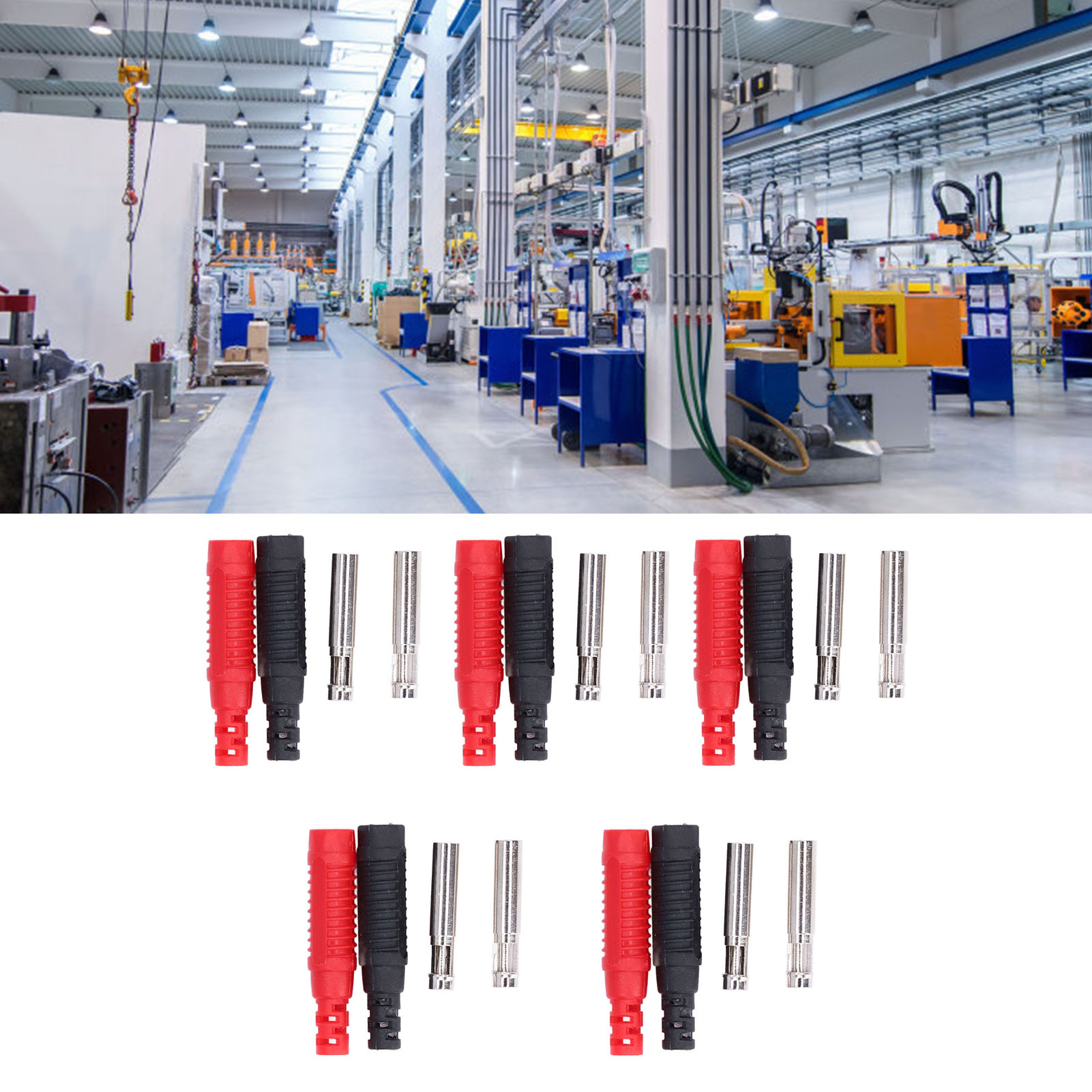 Steckbarer Bananenstecker Mit Isoliertem Röhrchen J.10031, Pa-bananenstecker In Laternenform, Komplett Aus Hochwertigem Kupfer, Rot Und Schwarz, Verkauft In 5er-packs.