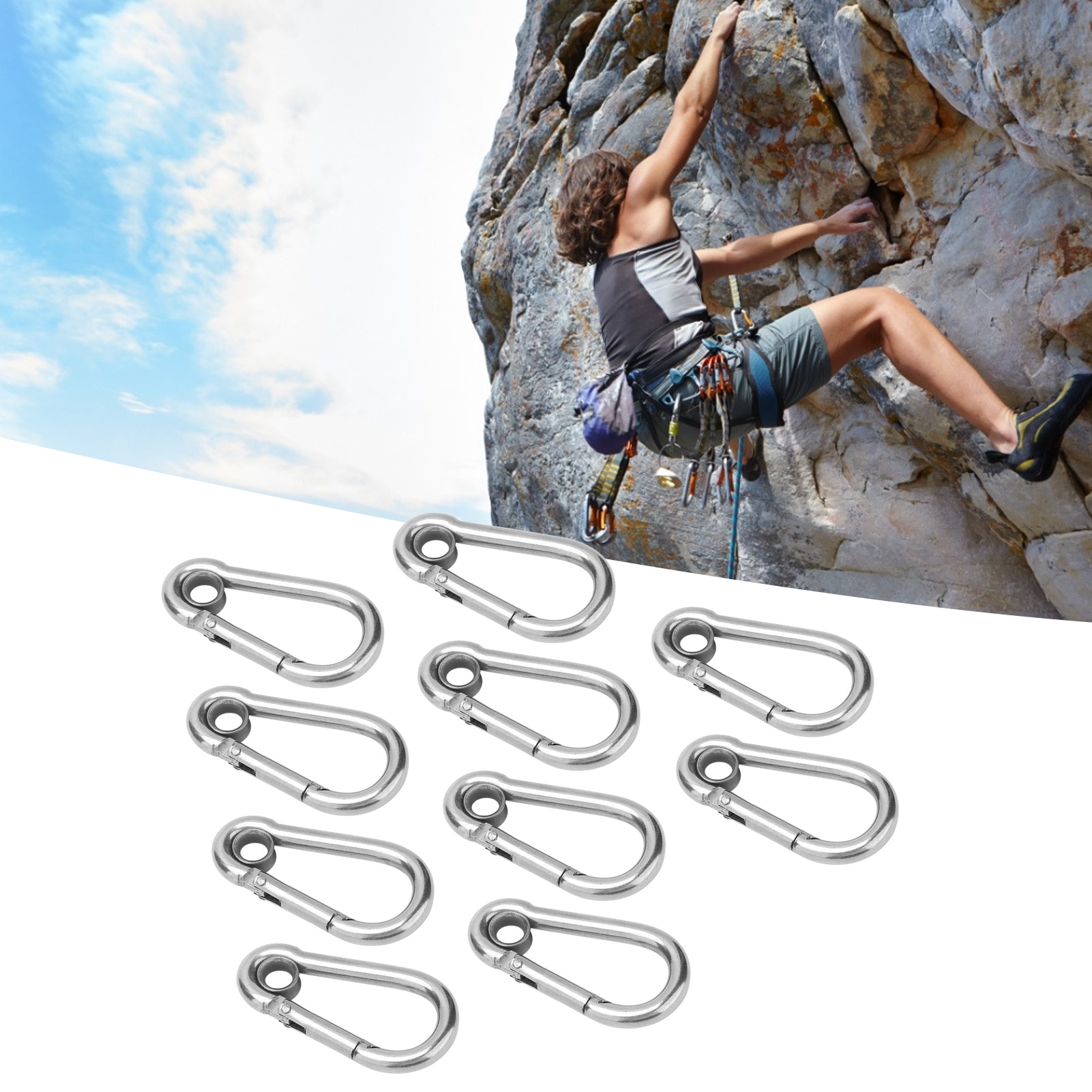 Verkauft In 10er-packs, Edelstahl-federösen Mit Ringen, M4-m8, Für Bergsteigen, Brandbekämpfung, Flucht, Eisklettern Und Sicherheitsseilhaken Für Felsklettern, M5.
