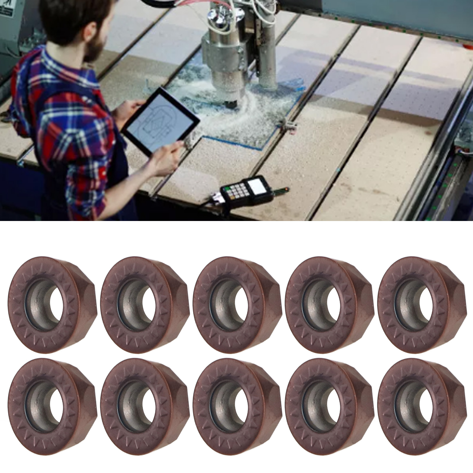 Satz Mit 10 Hartmetall-wendeschneidplatten Für Die Cnc-bearbeitung, Indexierbarer Hartmetall-schaftfräserhalter, Schneidwerkzeug Für Metalldrehmaschine Rpmt1204moe-js