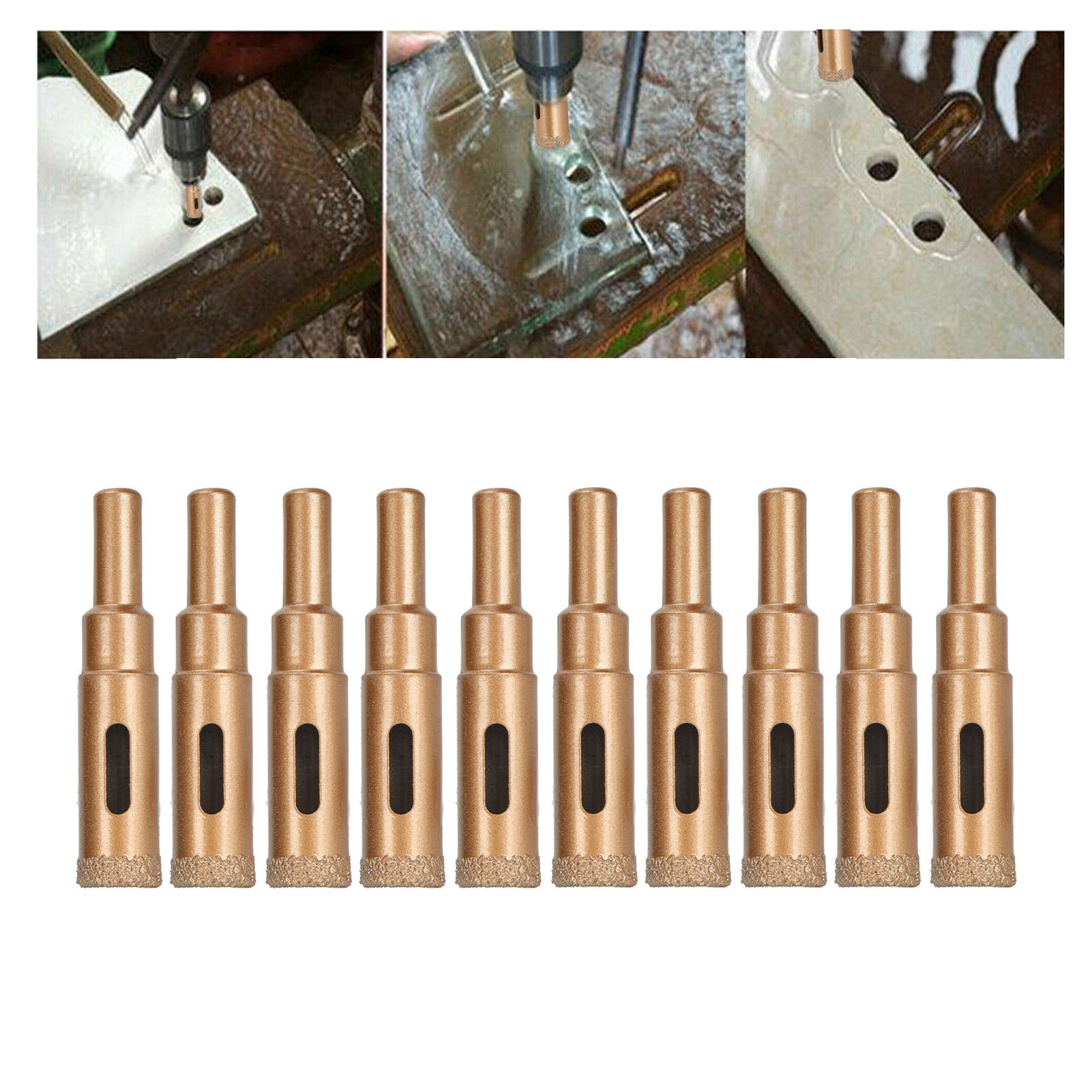10-teiliges Gelötetes Lochsägen-set Für Granit, Marmor, Fliesen Und Keramik (14 Mm)