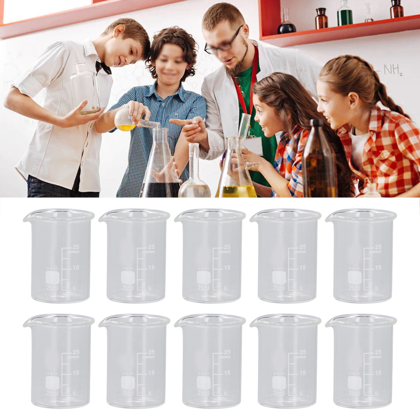 25 Ml Glas-laborbecher, Industrielle Und Akademische Versuchsgeräte, Lehrmittel, Verkauft In 10er-packungen.