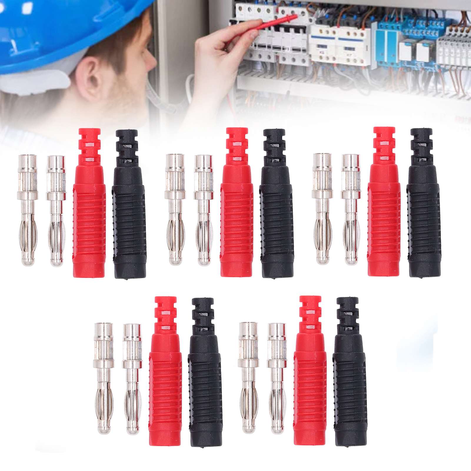 Bananenstecker (männlich) Mit Druckanschluss Für Isolierte Rohre J.10031, Pa-bananenstecker In Laternenform, Komplett Aus Hochwertigem Kupfer, Rot Und Schwarz, Verkauft In 5er-packs.