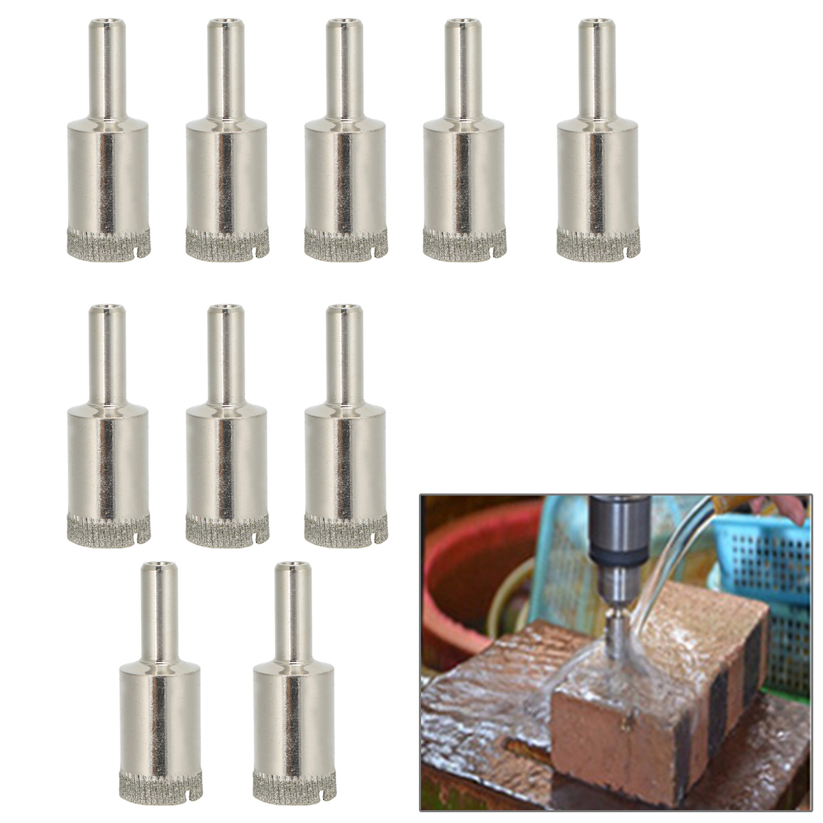 Set Mit 10 18-mm-lochbohrern Zum Bohren In Verschiedene Materialien, Einschließlich Harter Und Spröder Materialien.