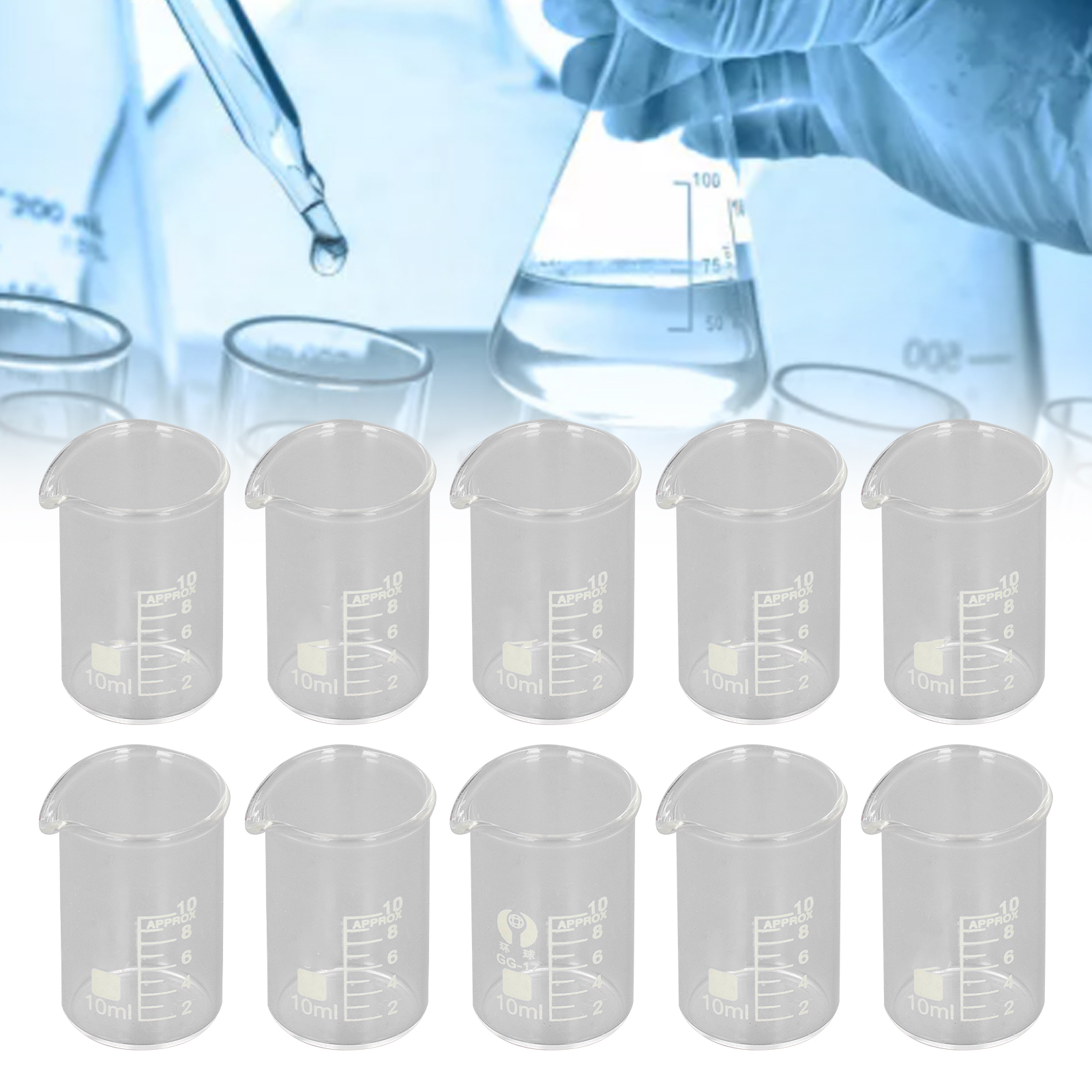 Industrielle Und Akademische Versuchsgeräte, Glasbecher, Lehrmittel, 10 Ml, Verkauft In 10er-packungen.