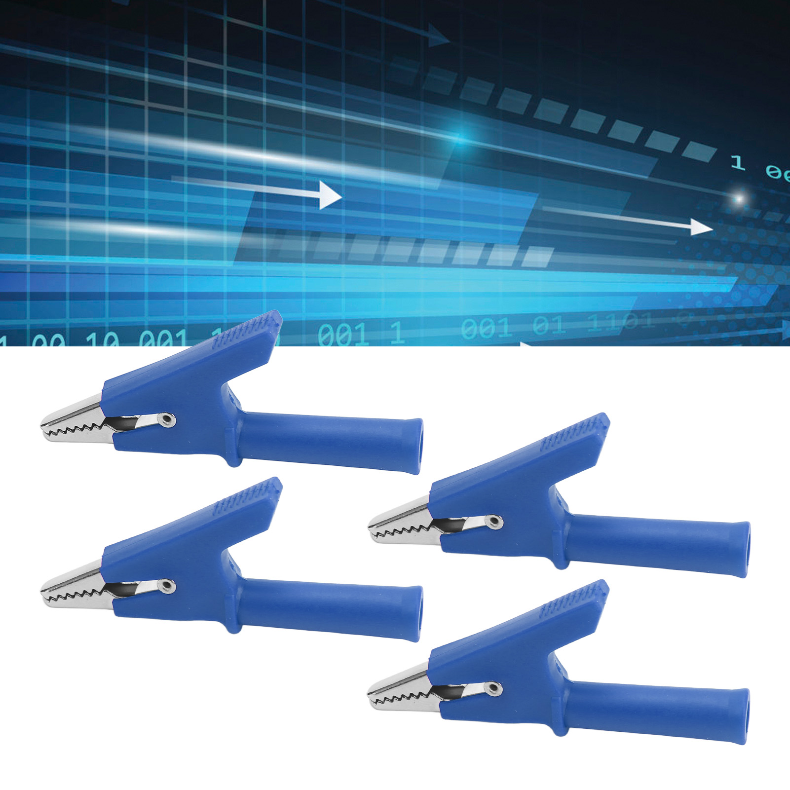J.60049 Halbrund-krokodilklemme, 10 Mm, Mit 4-mm-buchse An Der Spitze, 10er-packung, Blau