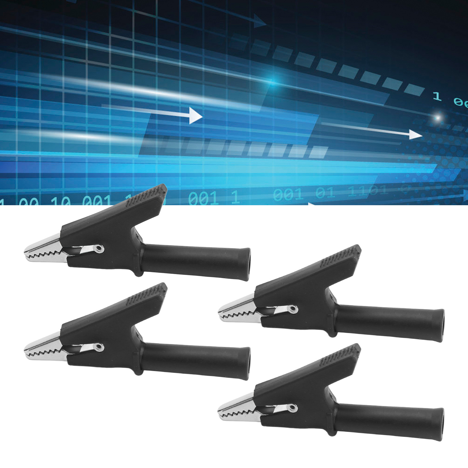 J.60049 Halblange Krokodilklemme, 10 Mm, Mit 4-mm-buchse An Der Spitze, 10er-packung, Schwarz