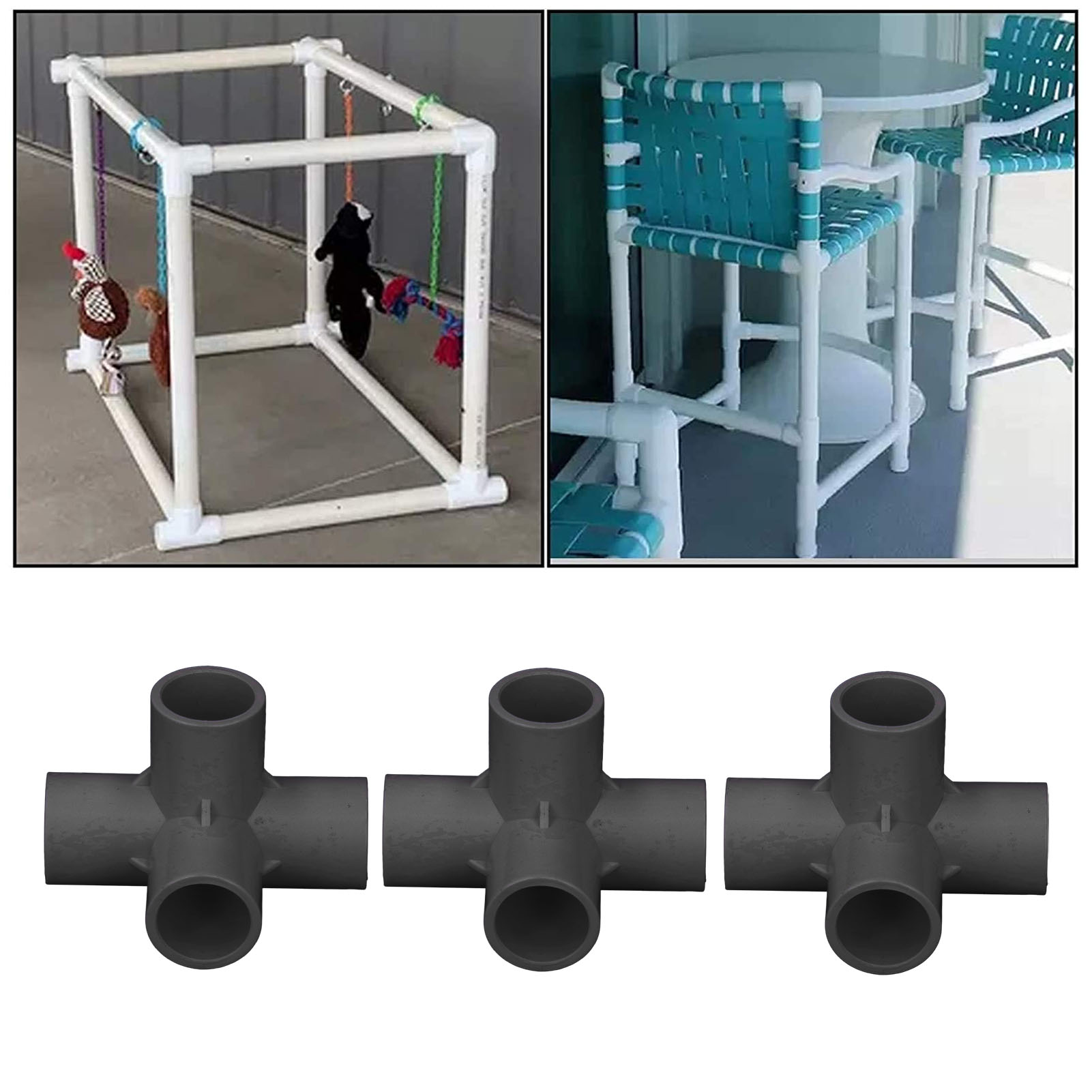 Dreiwege-winkelstück Aus Pvc Mit 20 Mm Durchmesser Für Wasserzulauf, Wassereinlass Und -ablauf. Geeignet Für Möbel, Gewächshaus- Und Zeltanschlüsse. Farbe: Schwarz.
