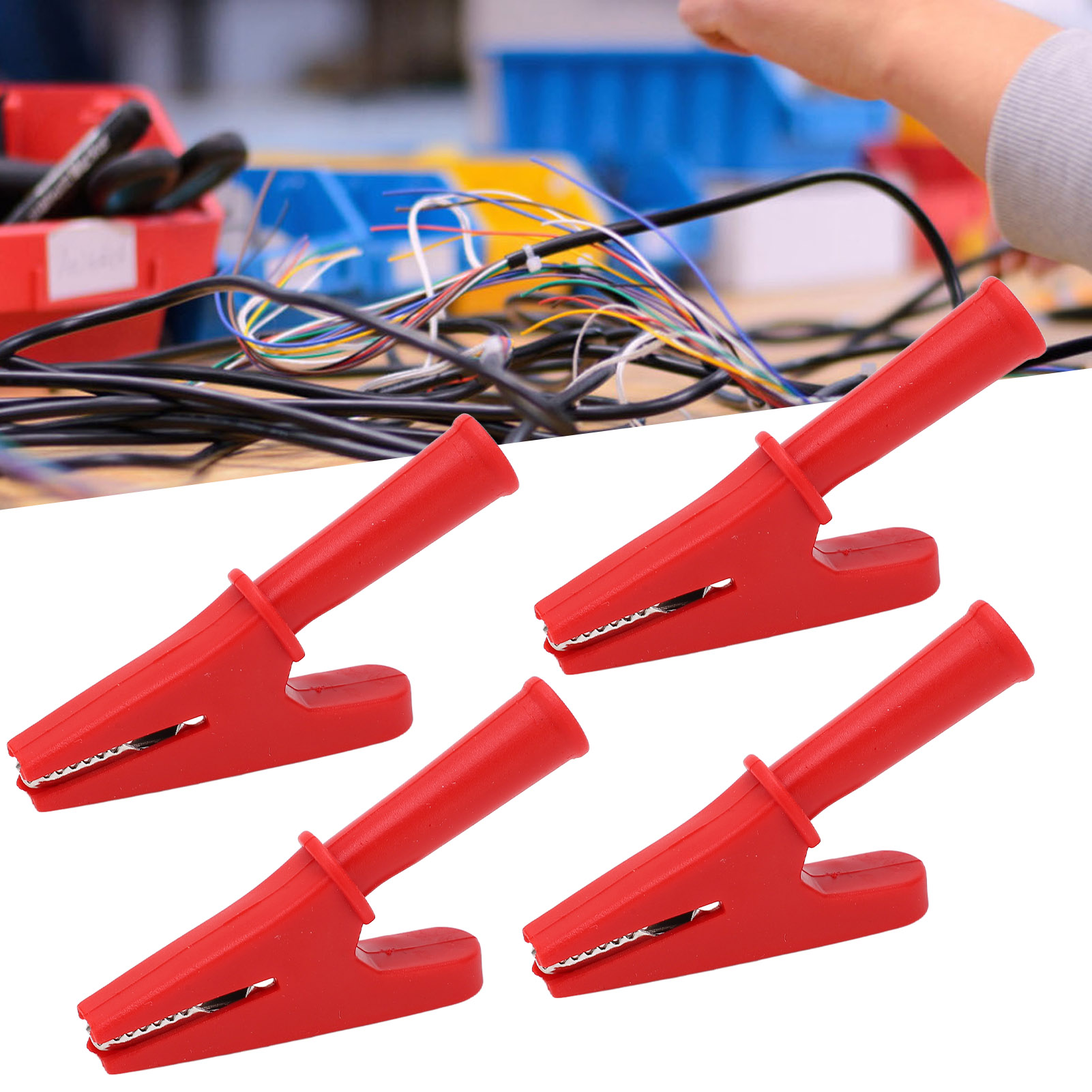 J.60049 10-mm-prüfklemme Mit 4-mm-buchse Am Ende, Krokodilklemme, Stromprüfklemme, 10er-packung (rot)